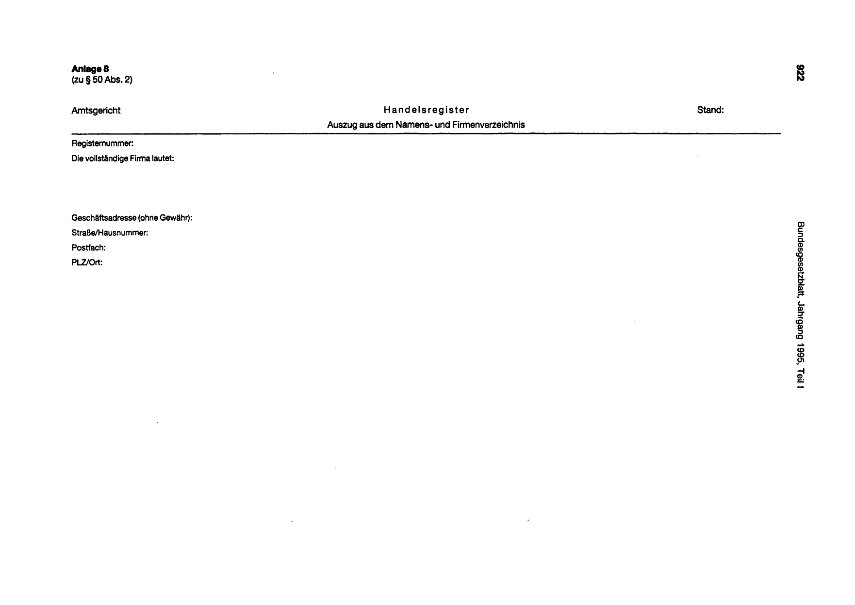 BGBl. 1995, Seite 922 — Originalseite als Abbildung