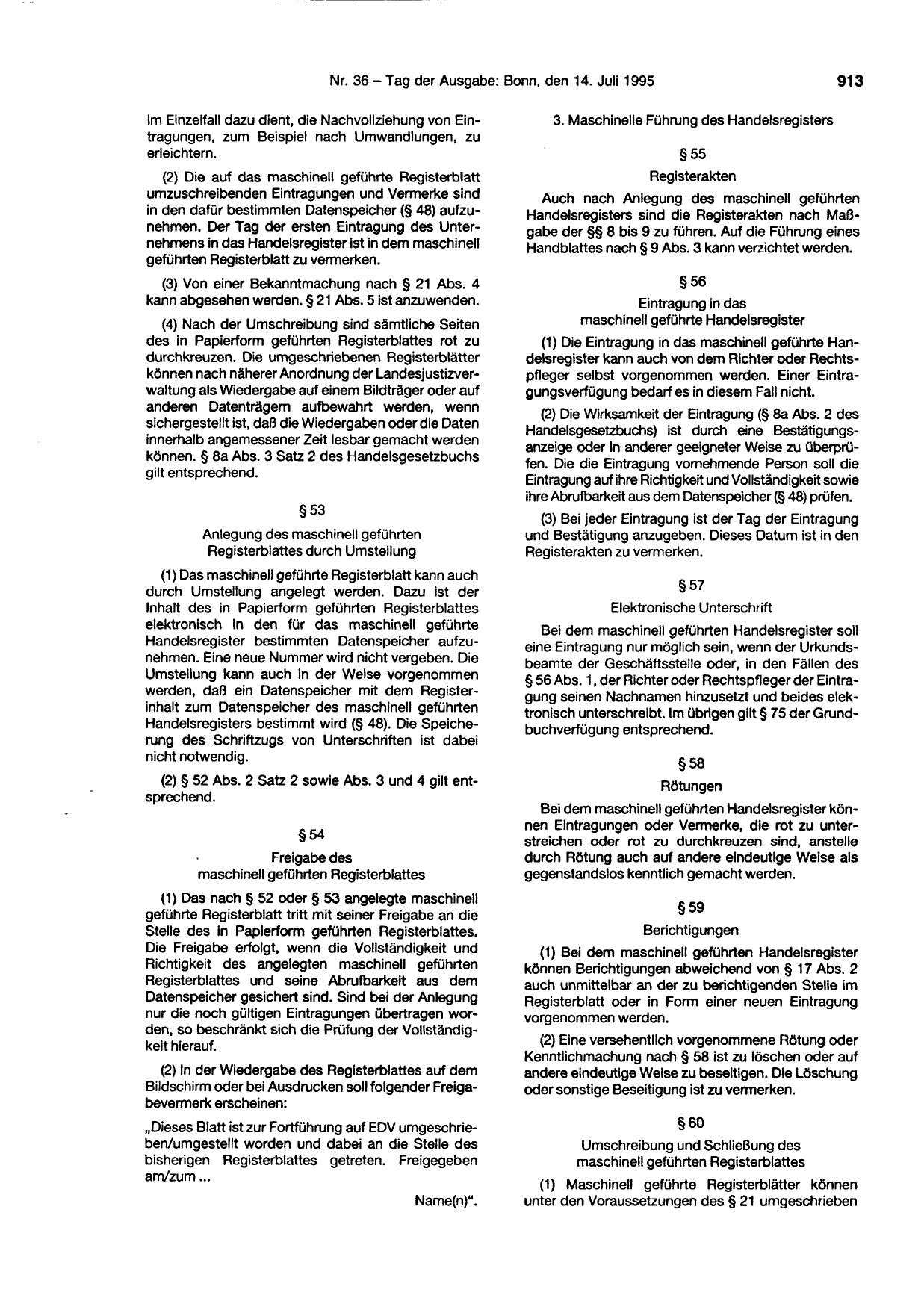 BGBl. 1995, Seite 913 — Originalseite als Abbildung