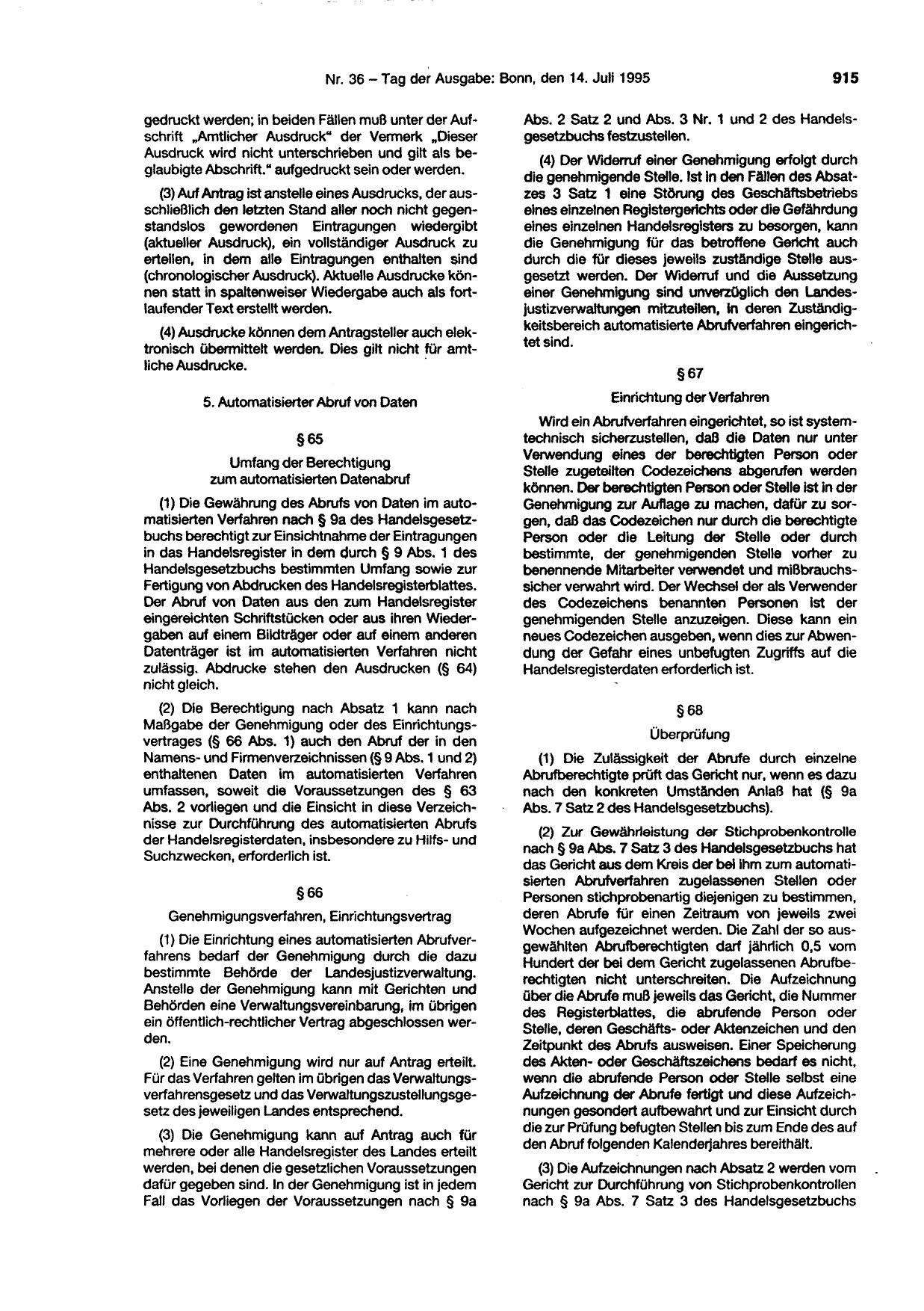 BGBl. 1995, Seite 915 — Originalseite als Abbildung