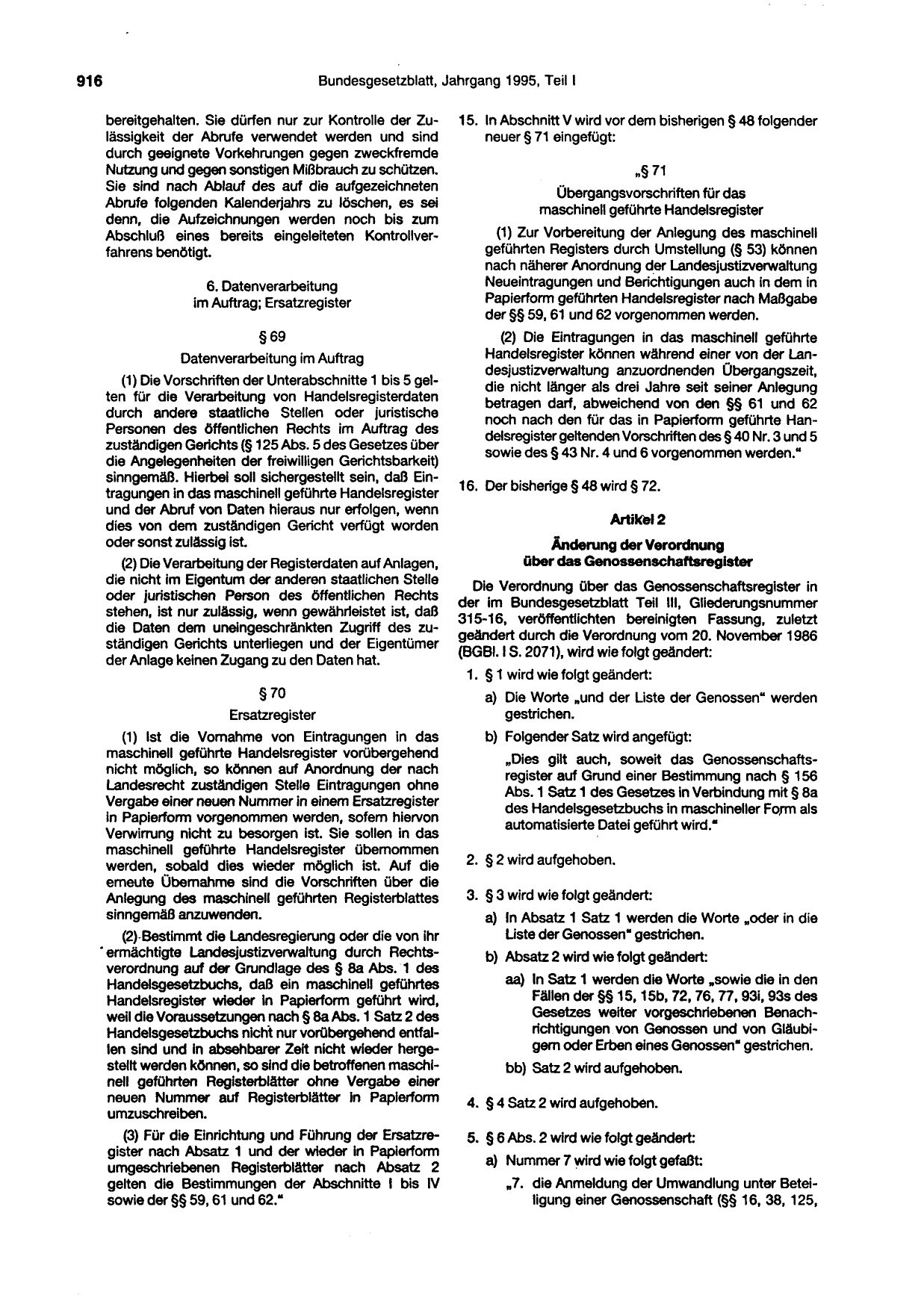 BGBl. 1995, Seite 916 — Originalseite als Abbildung