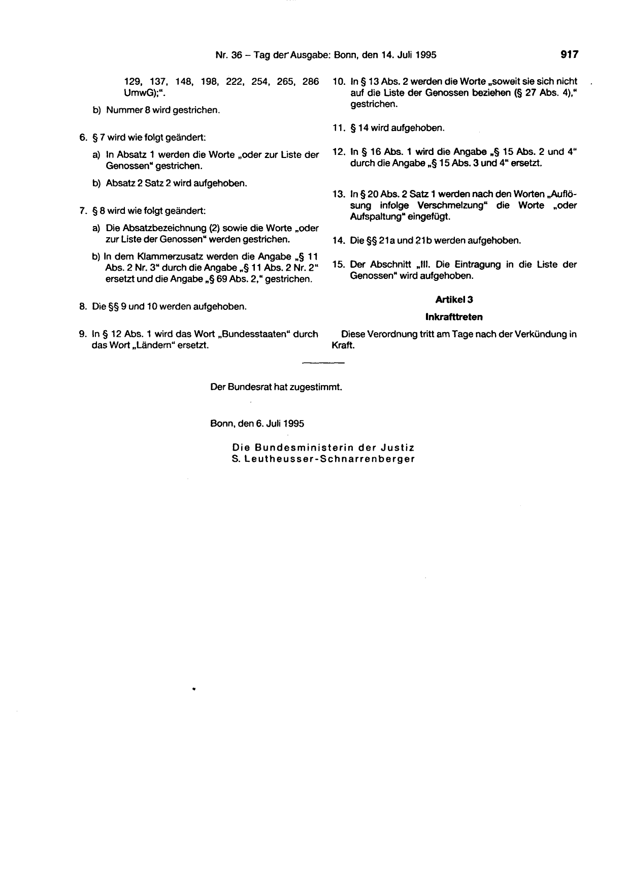BGBl. 1995, Seite 917 — Originalseite als Abbildung