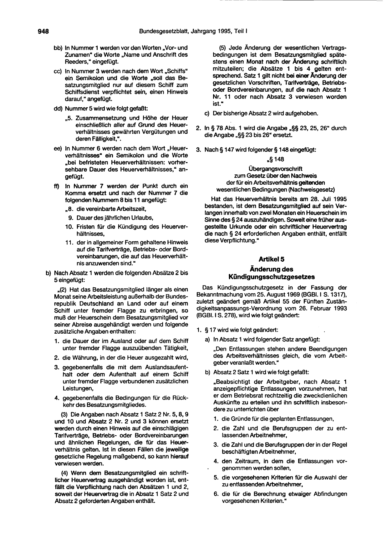 BGBl. 1995, Seite 948 — Originalseite als Abbildung