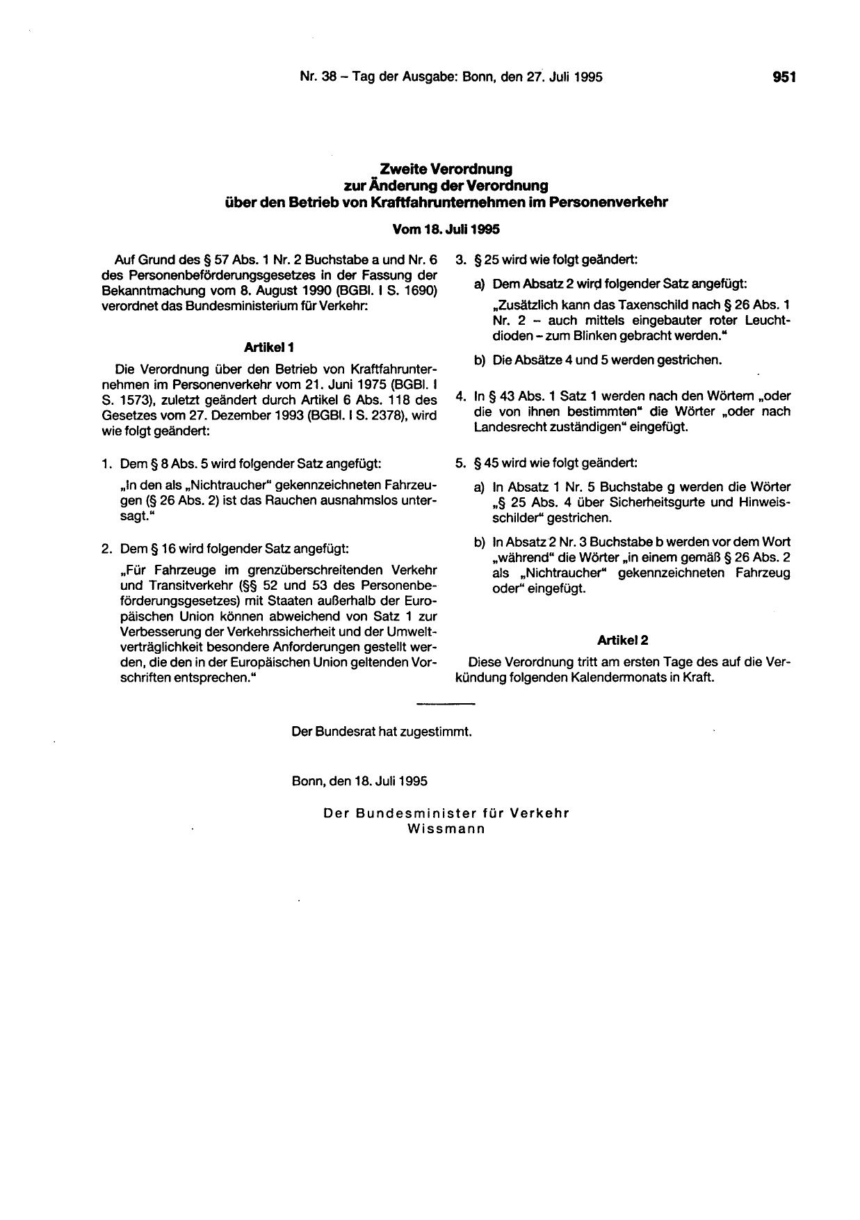 BGBl. 1995, Seite 951 — Originalseite als Abbildung