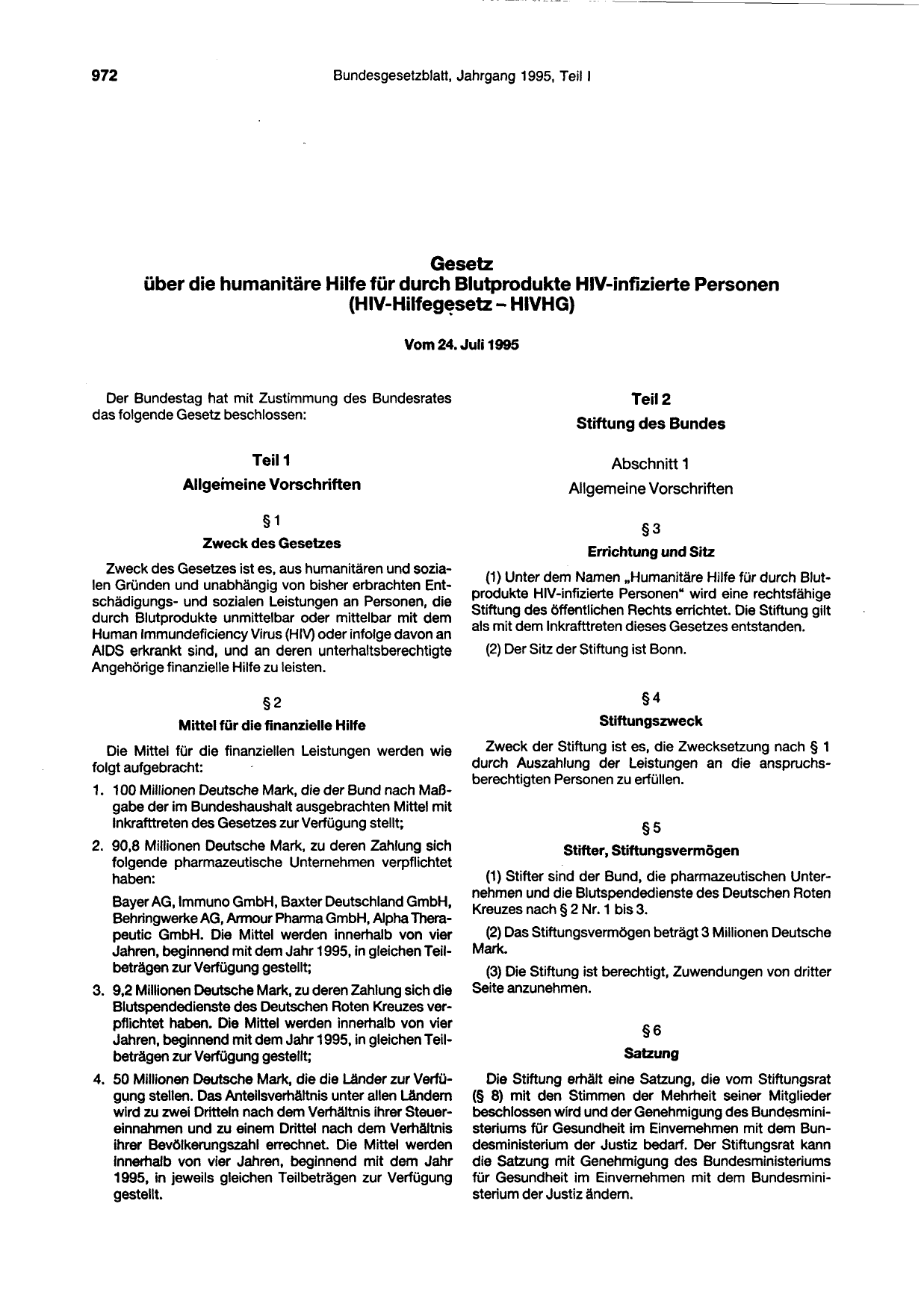 BGBl. 1995 — Originalseite als Abbildung