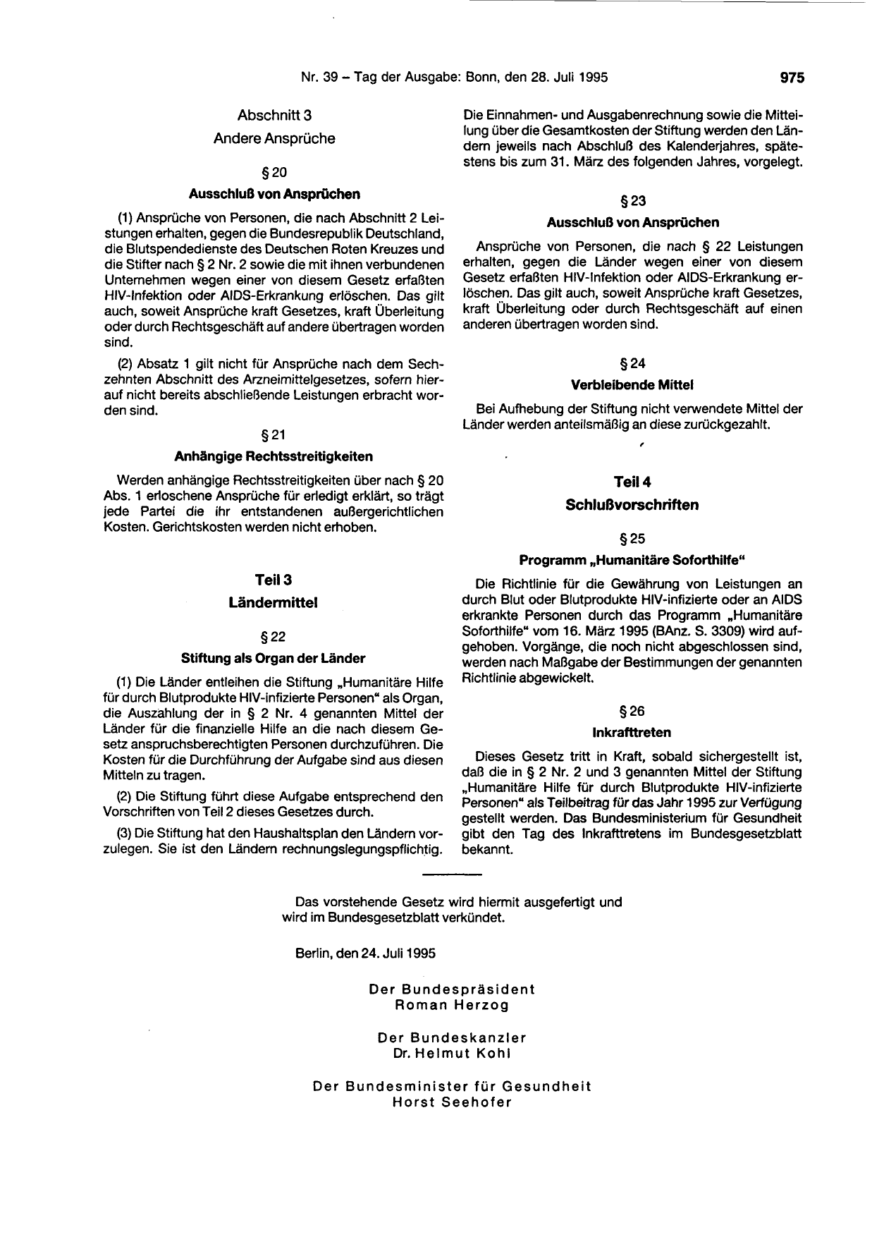 BGBl. 1995 — Originalseite als Abbildung
