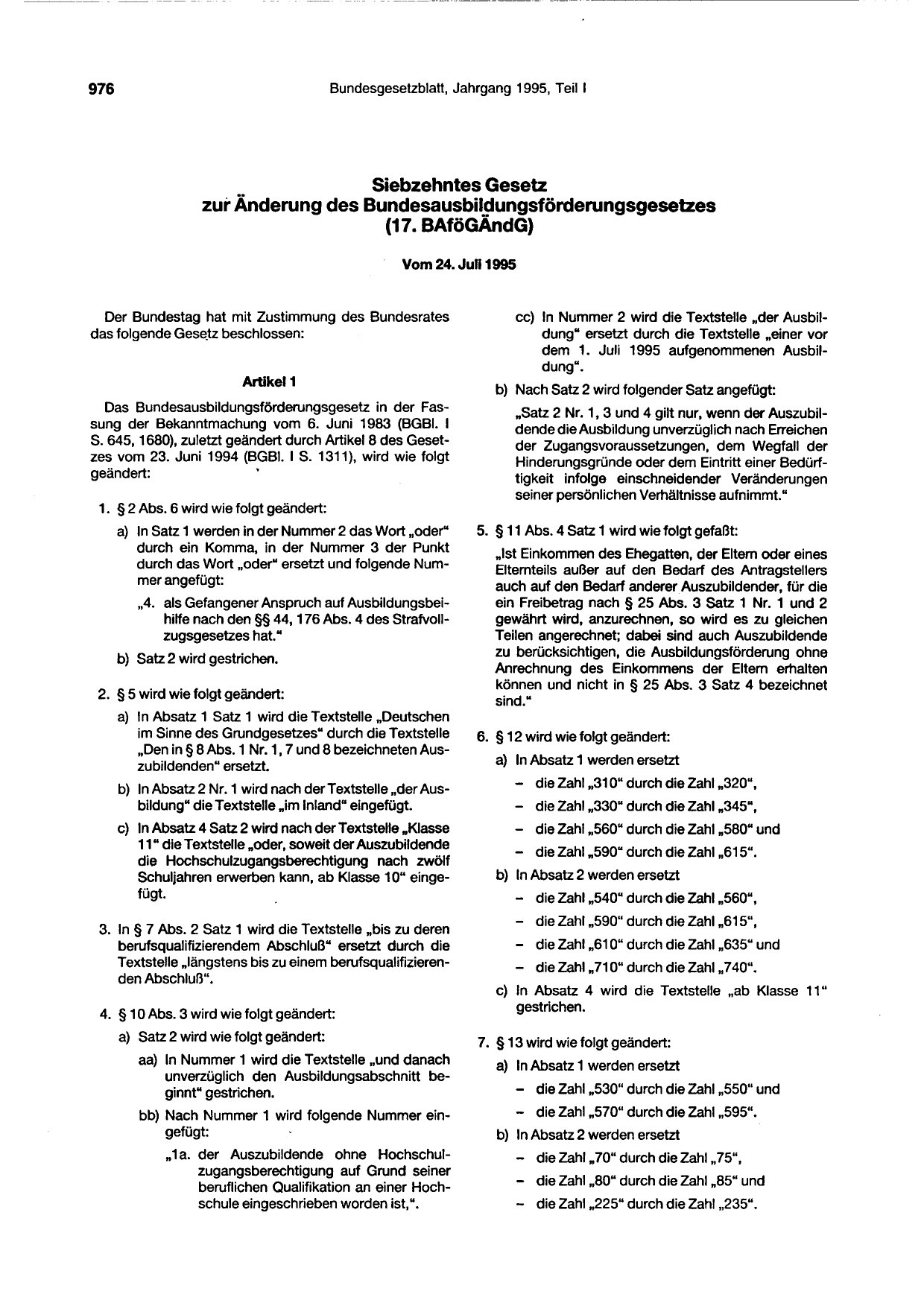 BGBl. 1995 — Originalseite als Abbildung