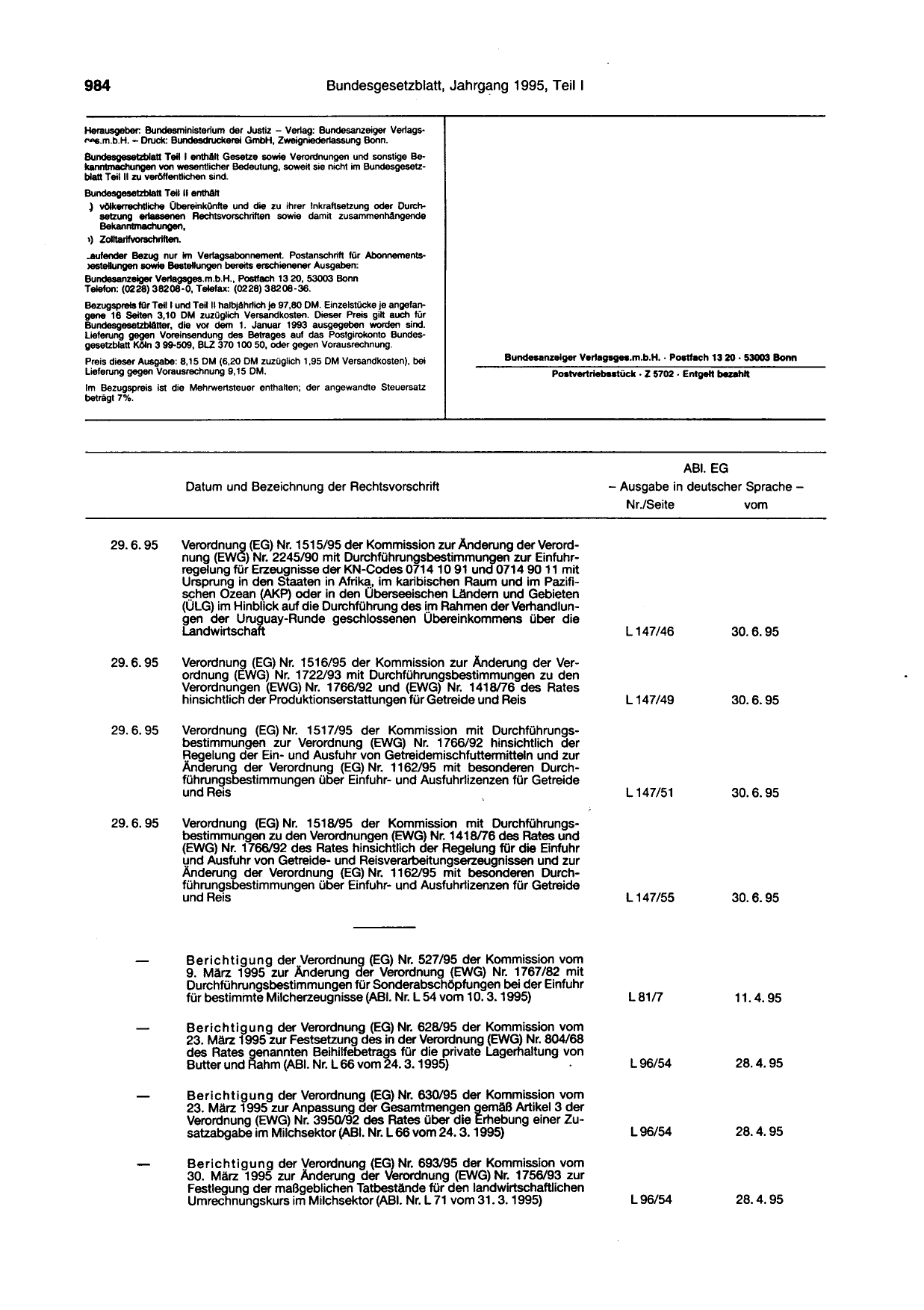 BGBl. 1995 — Originalseite als Abbildung
