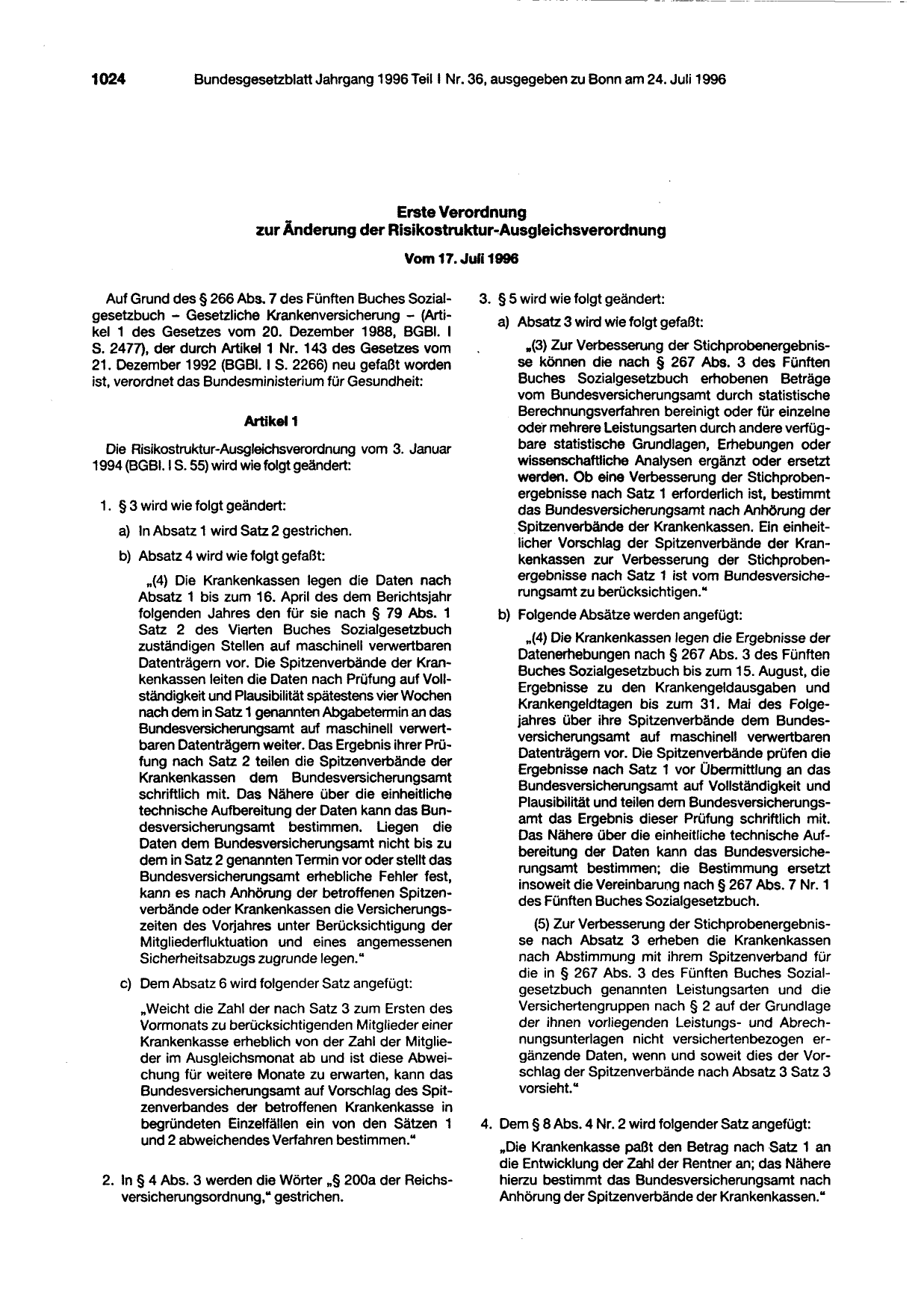 BGBl. 1996, Seite 1024 — Originalseite als Abbildung