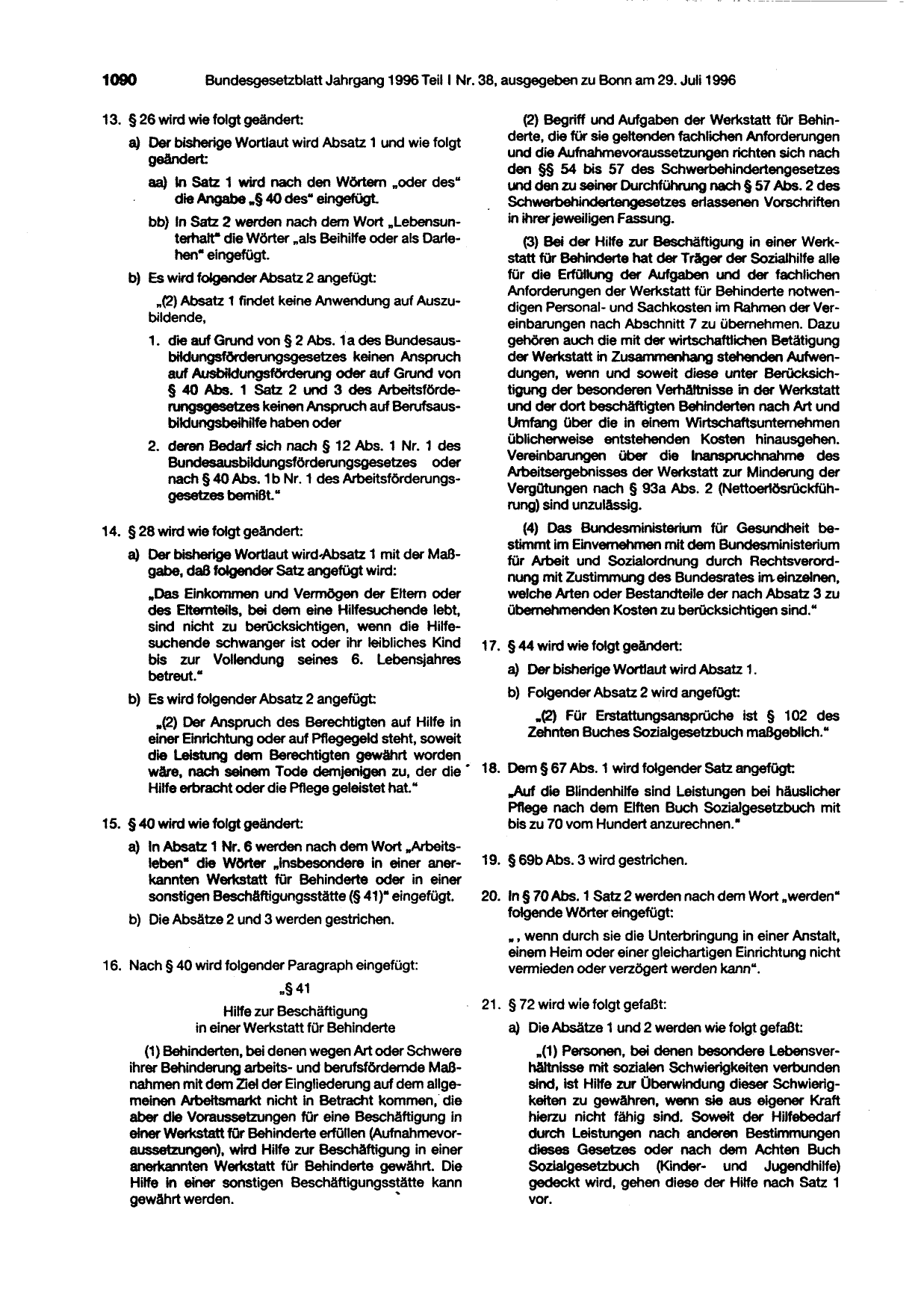 BGBl. 1996, Seite 1090 — Originalseite als Abbildung