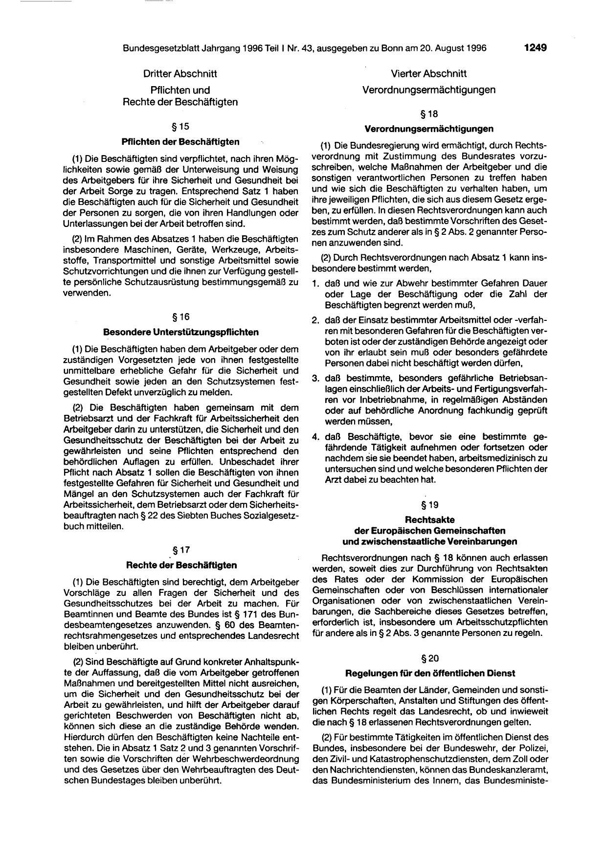 BGBl. 1996, Seite 1249 — Originalseite als Abbildung