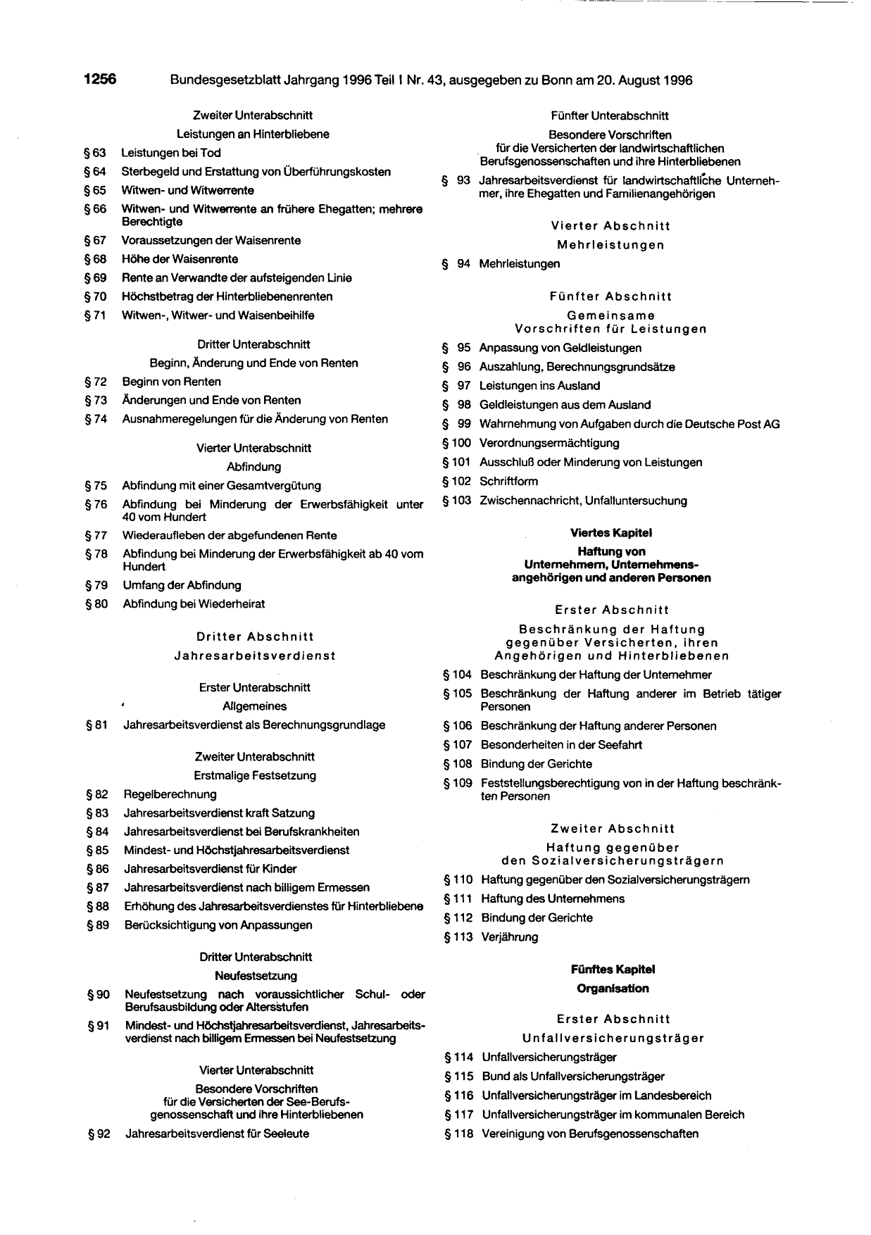 BGBl. 1996, Seite 1256 — Originalseite als Abbildung