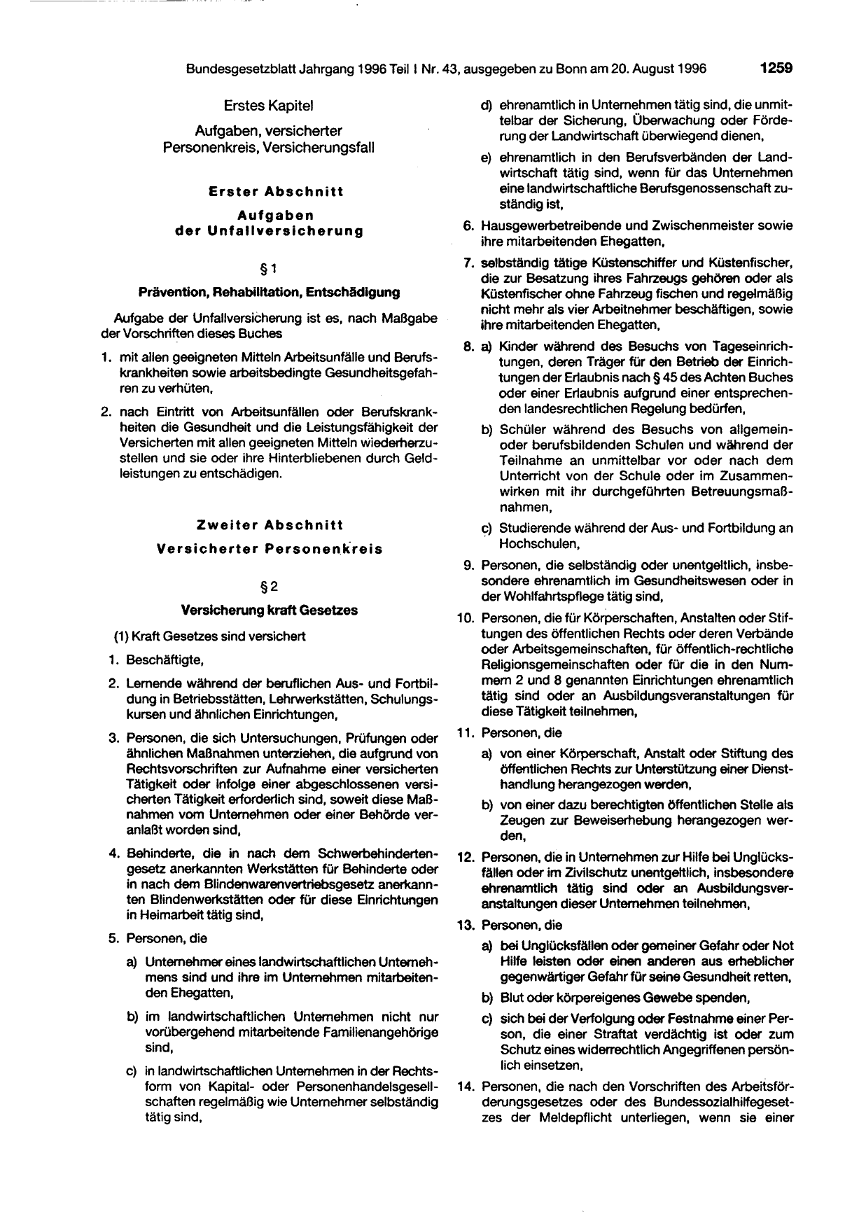 BGBl. 1996, Seite 1259 — Originalseite als Abbildung