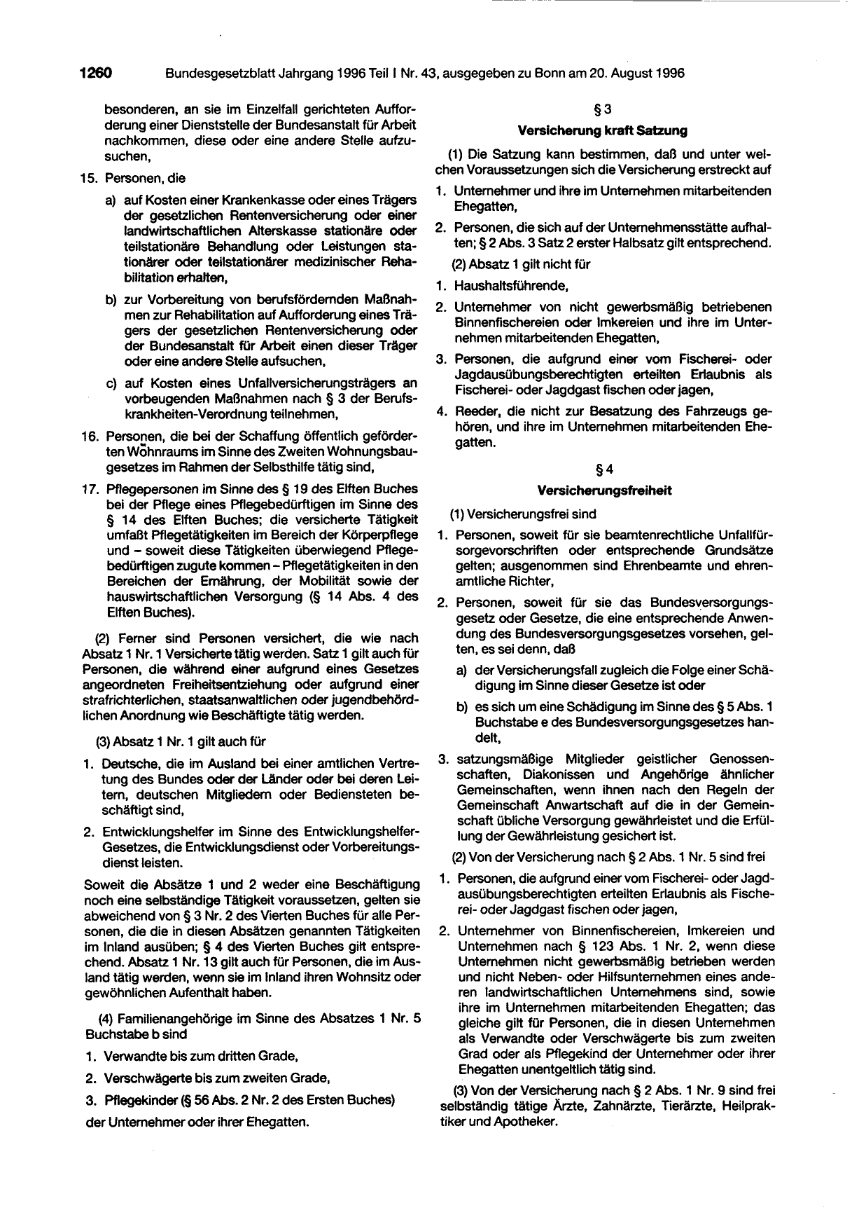 BGBl. 1996, Seite 1260 — Originalseite als Abbildung