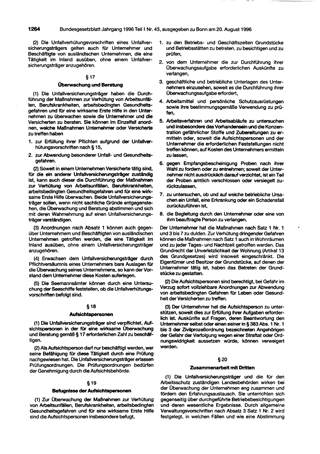 BGBl. 1996, Seite 1264 — Originalseite als Abbildung
