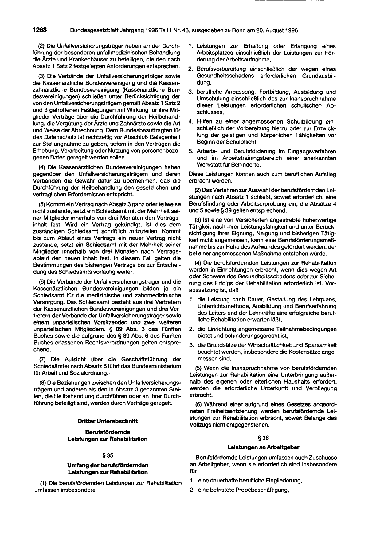 BGBl. 1996, Seite 1268 — Originalseite als Abbildung