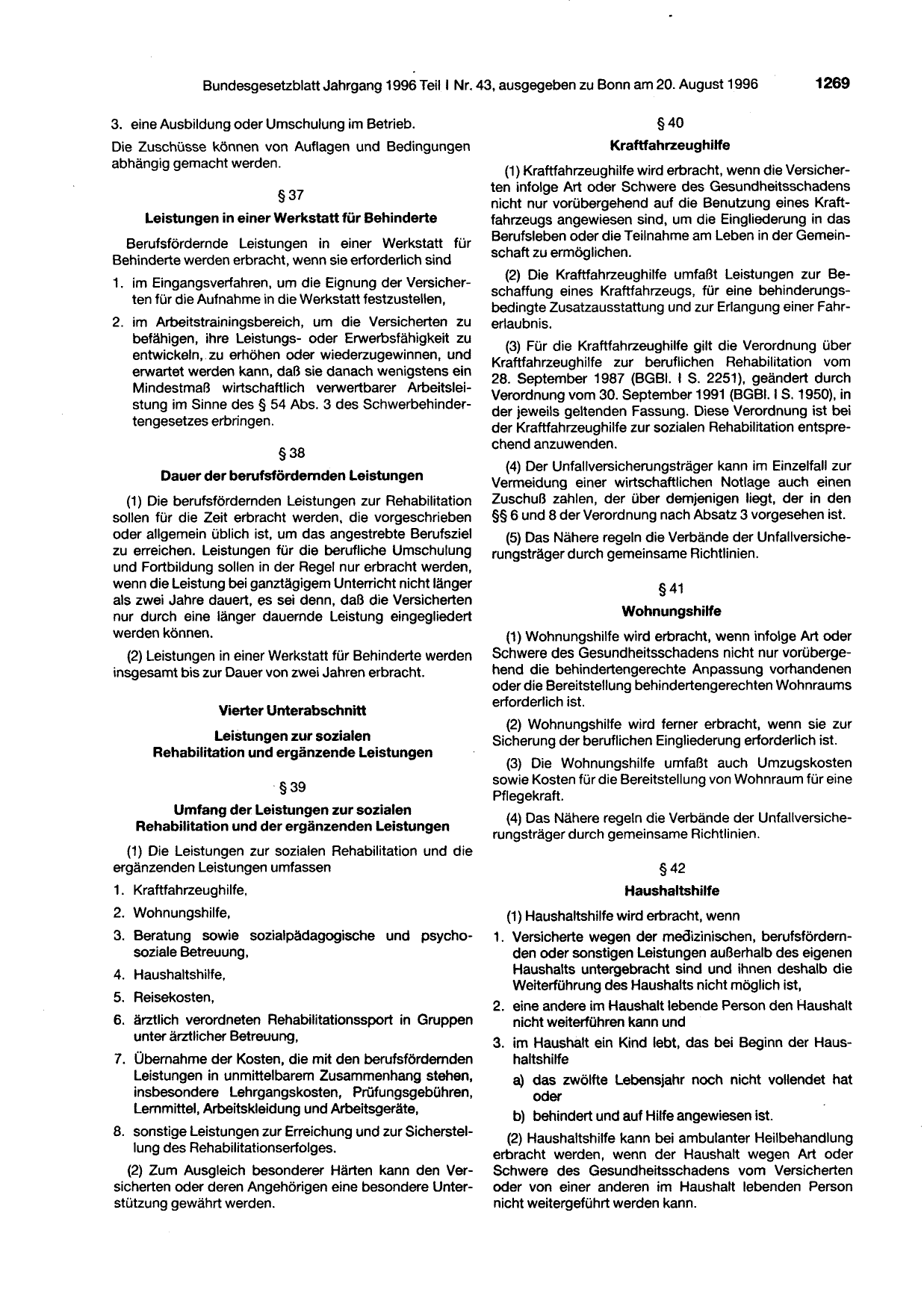 BGBl. 1996, Seite 1269 — Originalseite als Abbildung