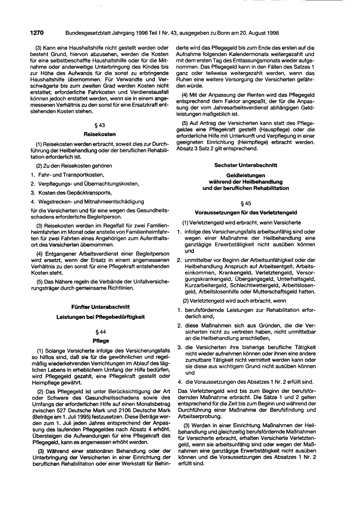 BGBl. 1996, Seite 1270 — Originalseite als Abbildung
