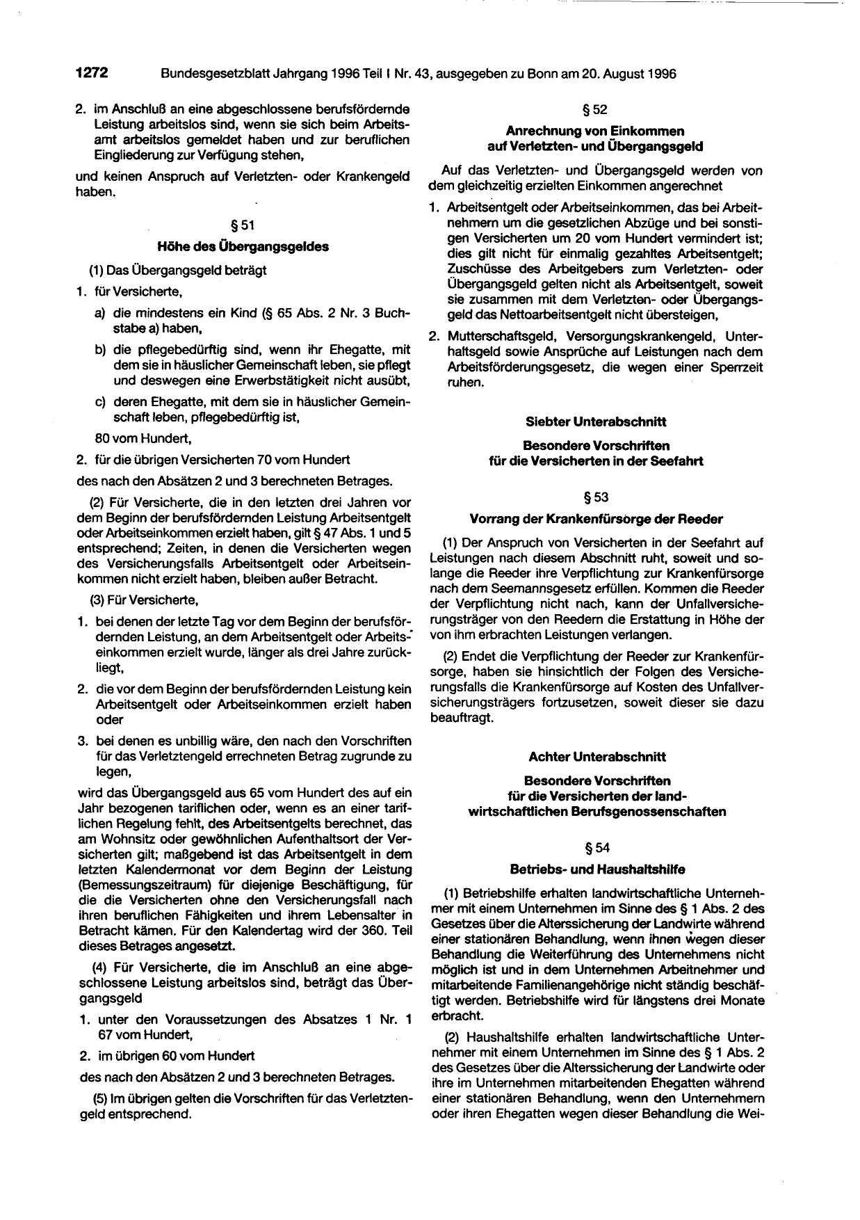 BGBl. 1996, Seite 1272 — Originalseite als Abbildung