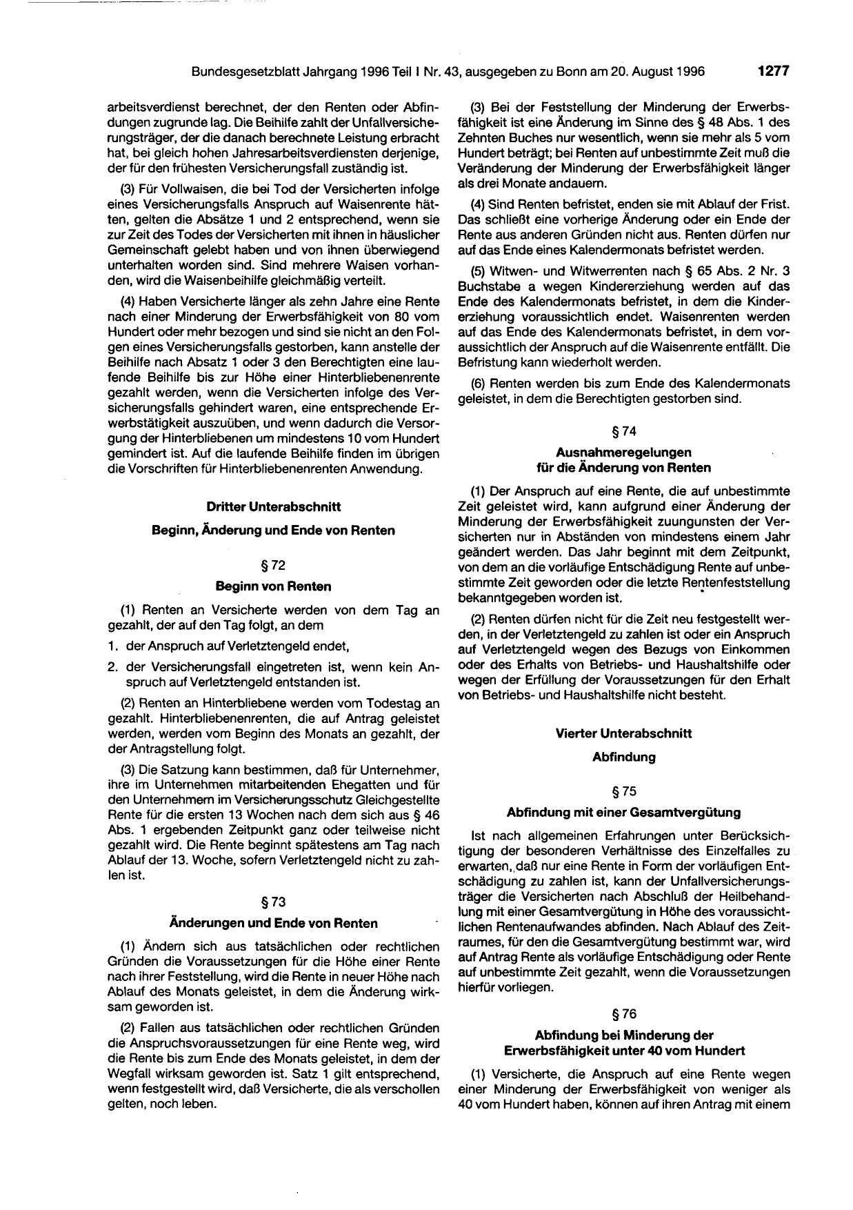 BGBl. 1996, Seite 1277 — Originalseite als Abbildung