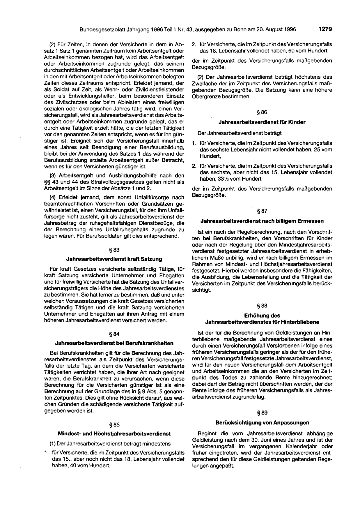 BGBl. 1996, Seite 1279 — Originalseite als Abbildung