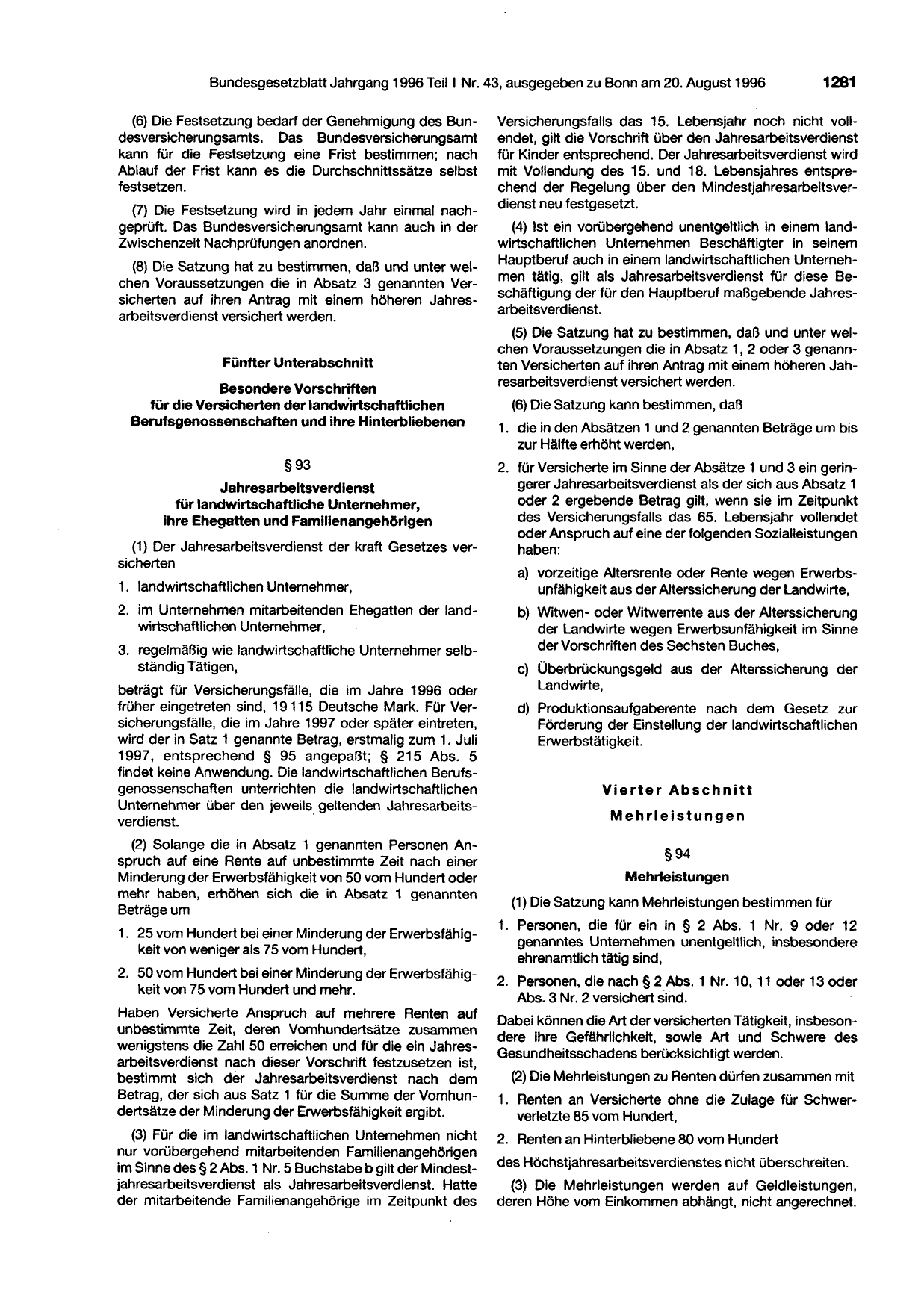 BGBl. 1996, Seite 1281 — Originalseite als Abbildung