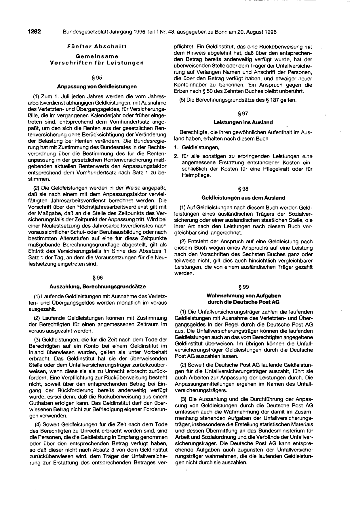 BGBl. 1996, Seite 1282 — Originalseite als Abbildung