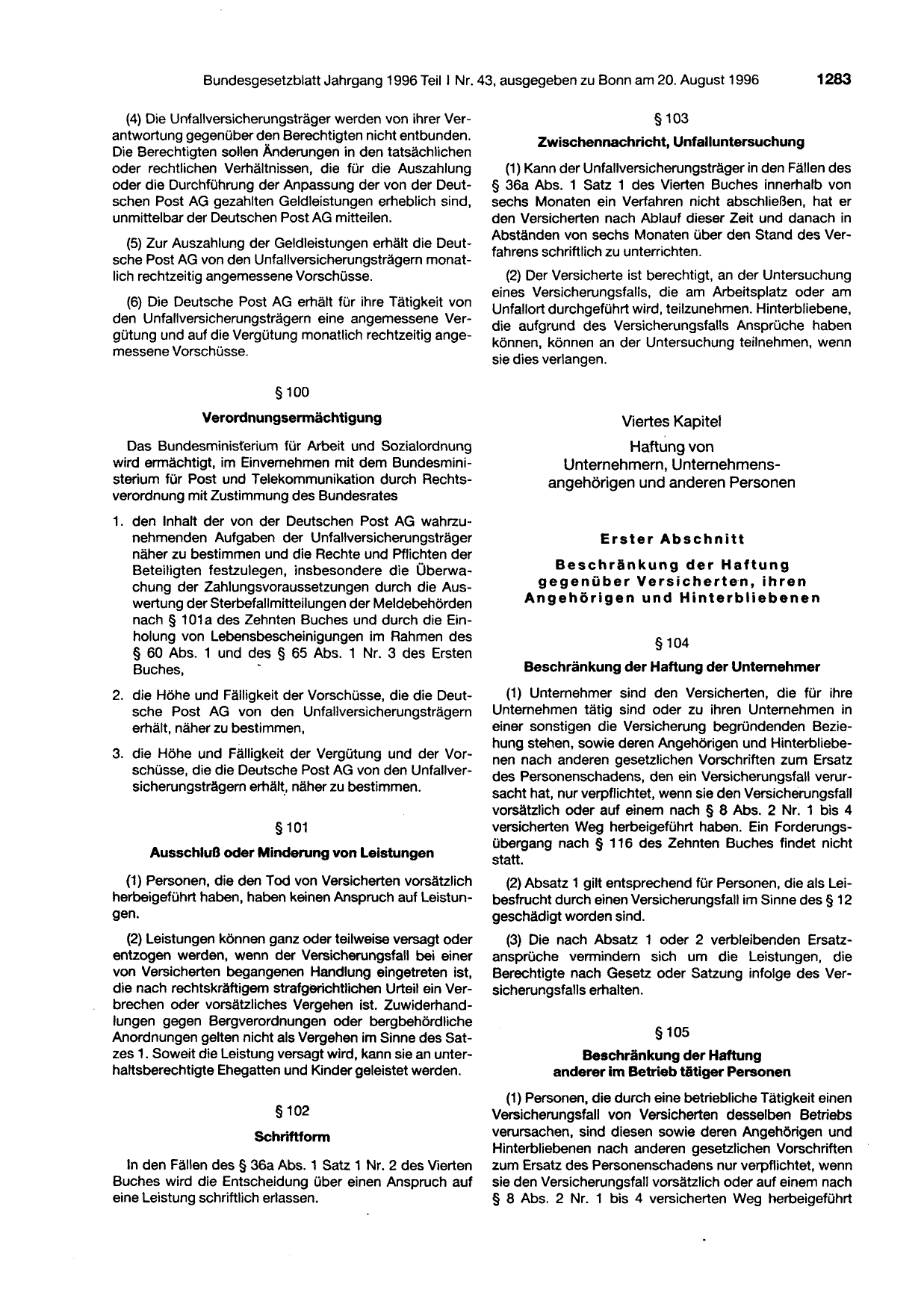 BGBl. 1996, Seite 1283 — Originalseite als Abbildung