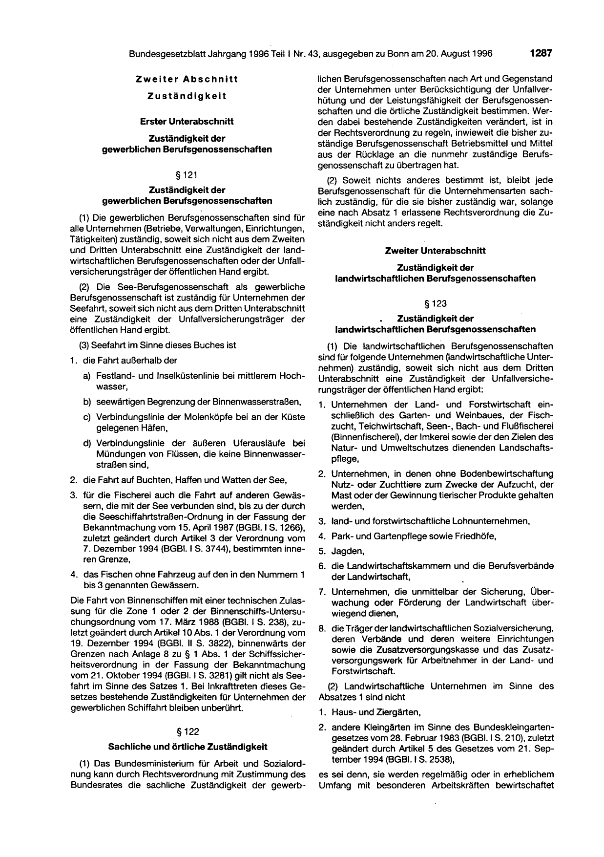 BGBl. 1996, Seite 1287 — Originalseite als Abbildung