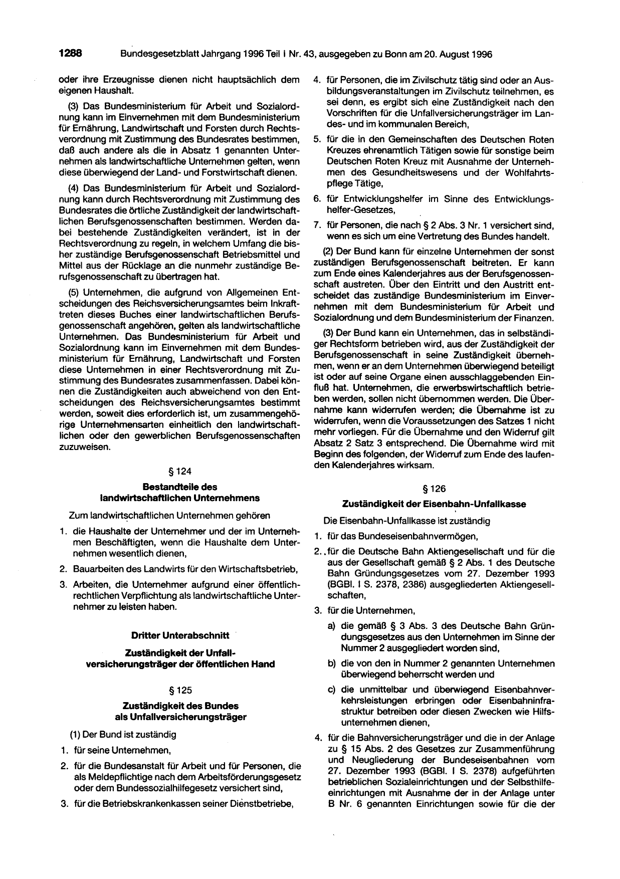 BGBl. 1996, Seite 1288 — Originalseite als Abbildung