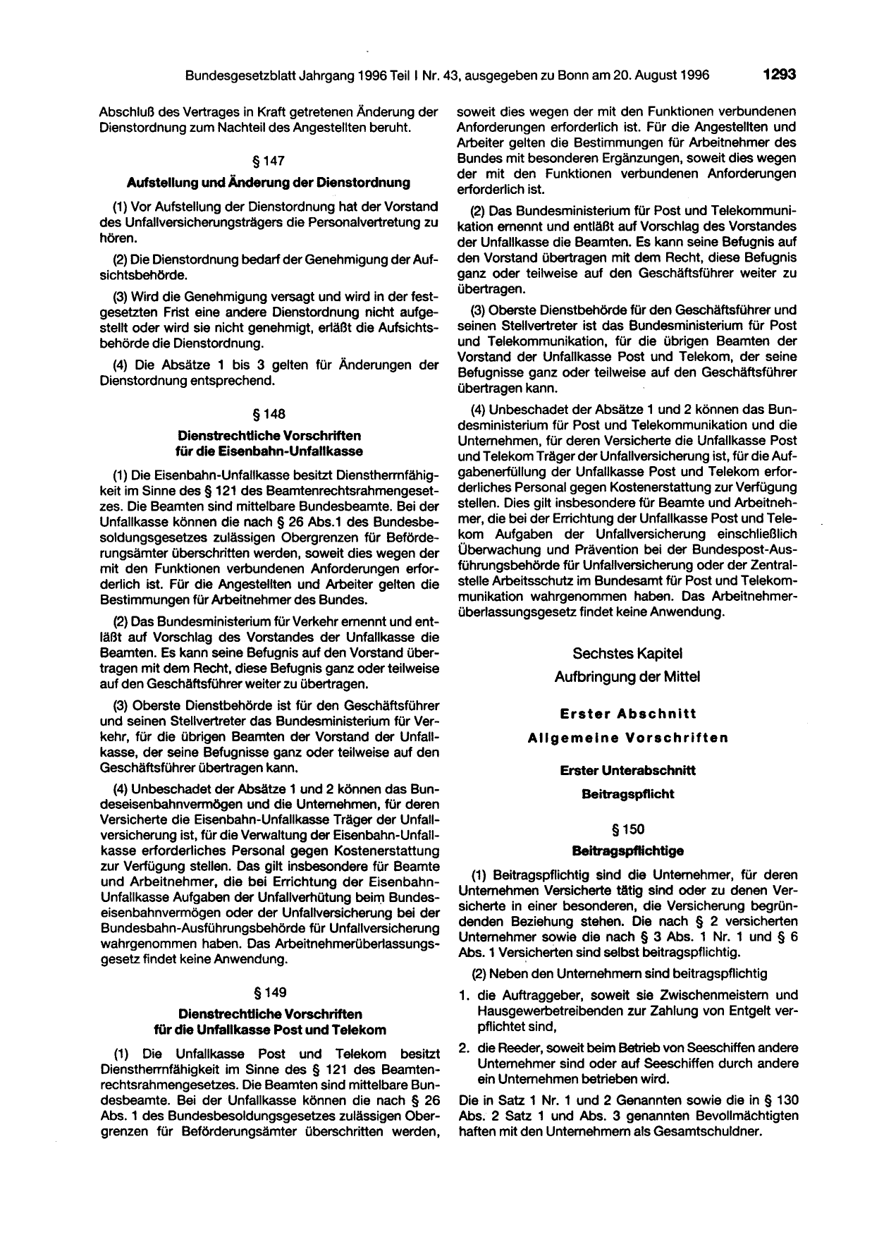 BGBl. 1996, Seite 1293 — Originalseite als Abbildung