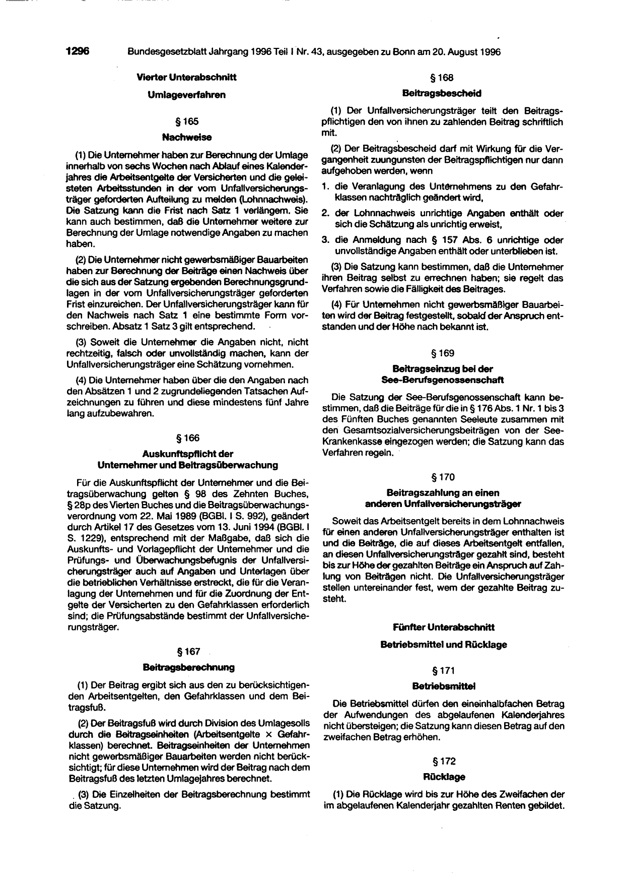 BGBl. 1996, Seite 1296 — Originalseite als Abbildung