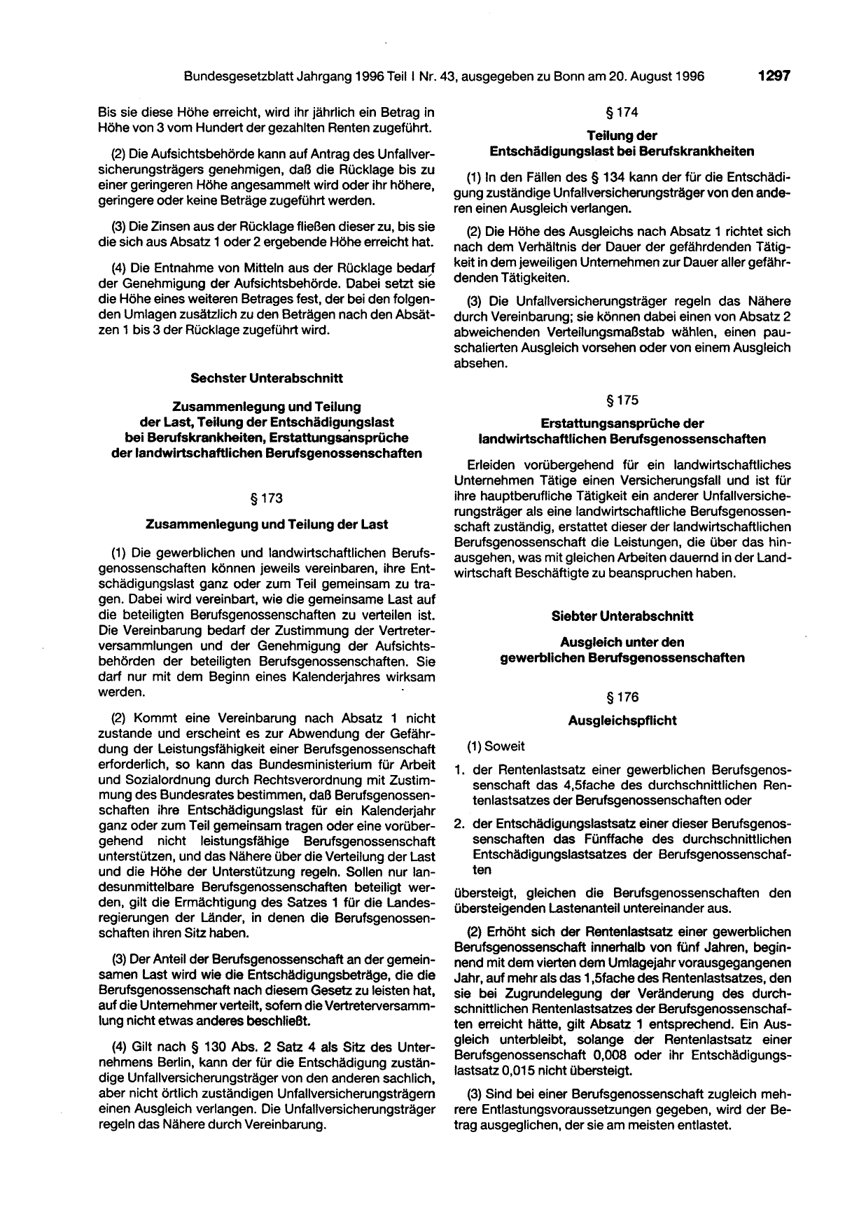 BGBl. 1996, Seite 1297 — Originalseite als Abbildung