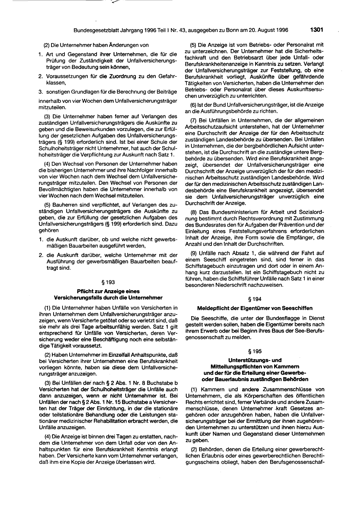 BGBl. 1996, Seite 1301 — Originalseite als Abbildung