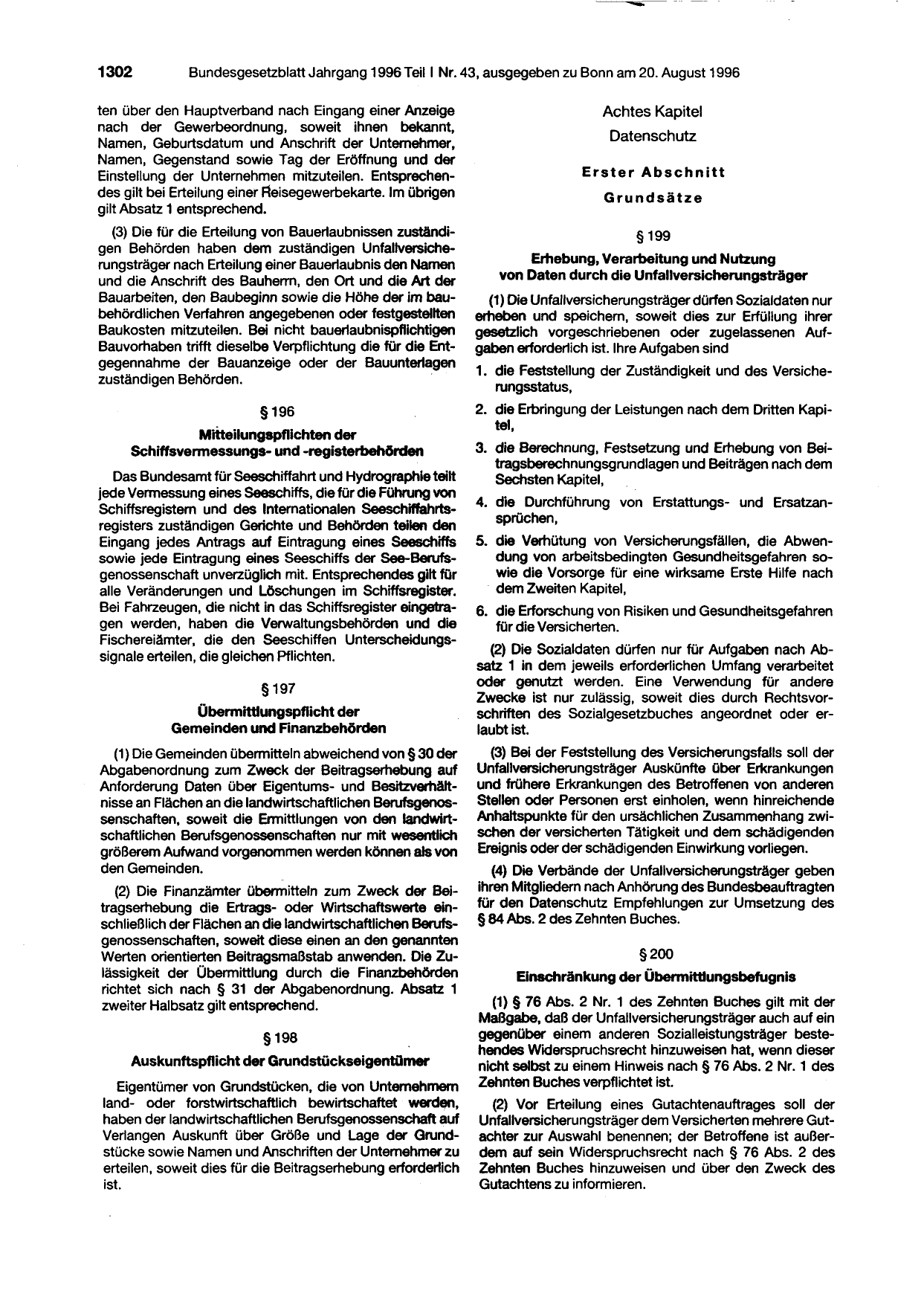 BGBl. 1996, Seite 1302 — Originalseite als Abbildung