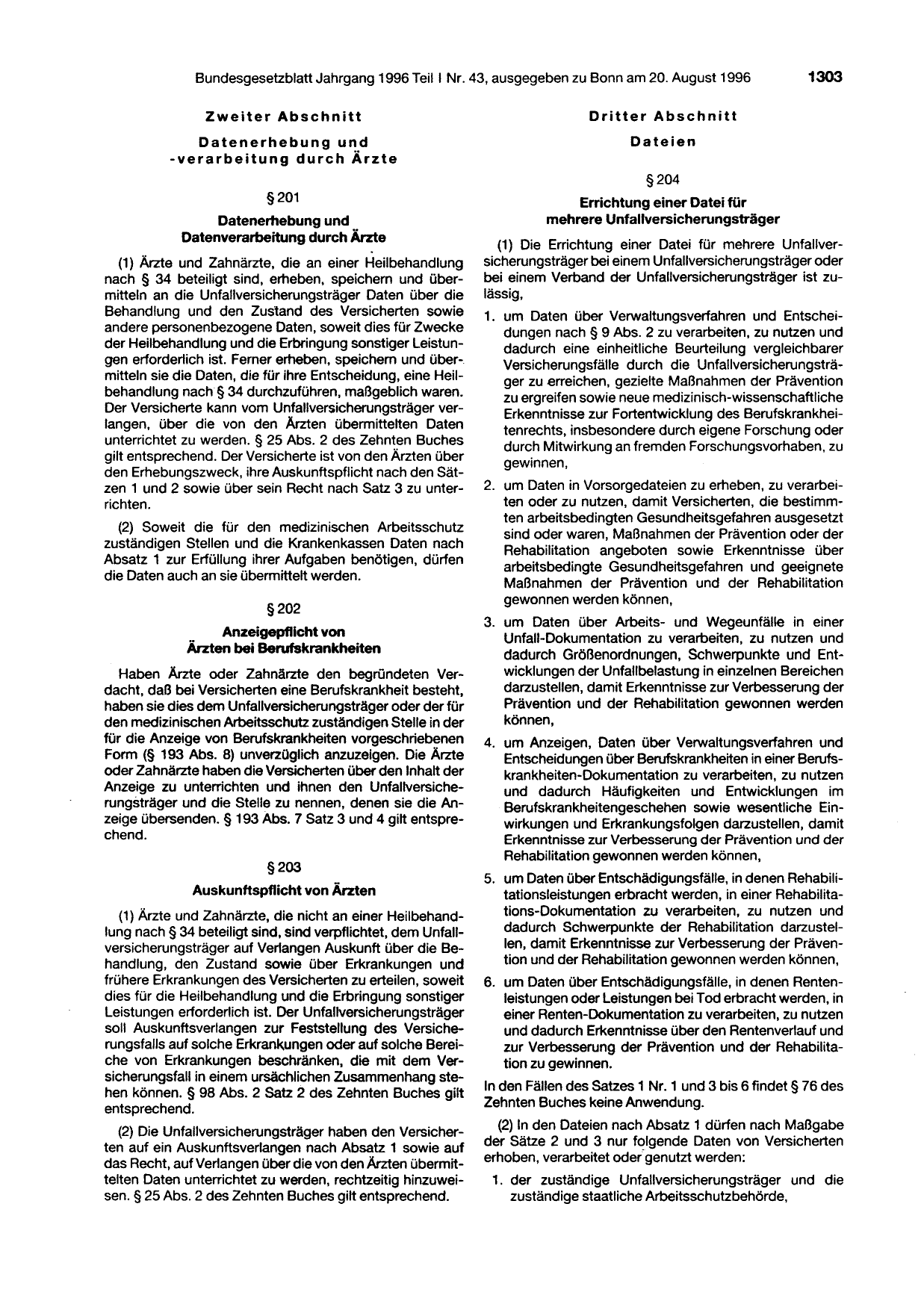 BGBl. 1996, Seite 1303 — Originalseite als Abbildung