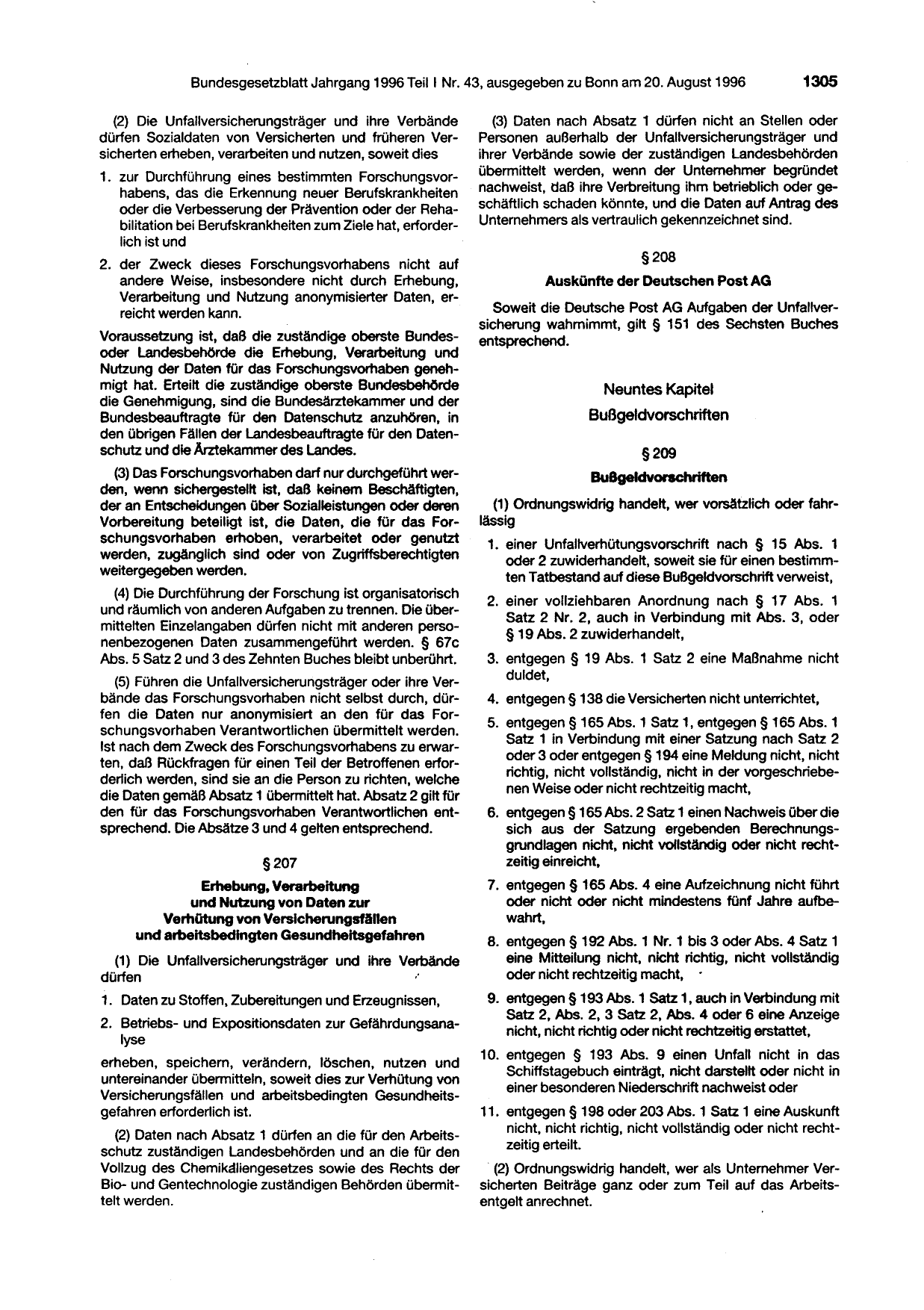 BGBl. 1996, Seite 1305 — Originalseite als Abbildung