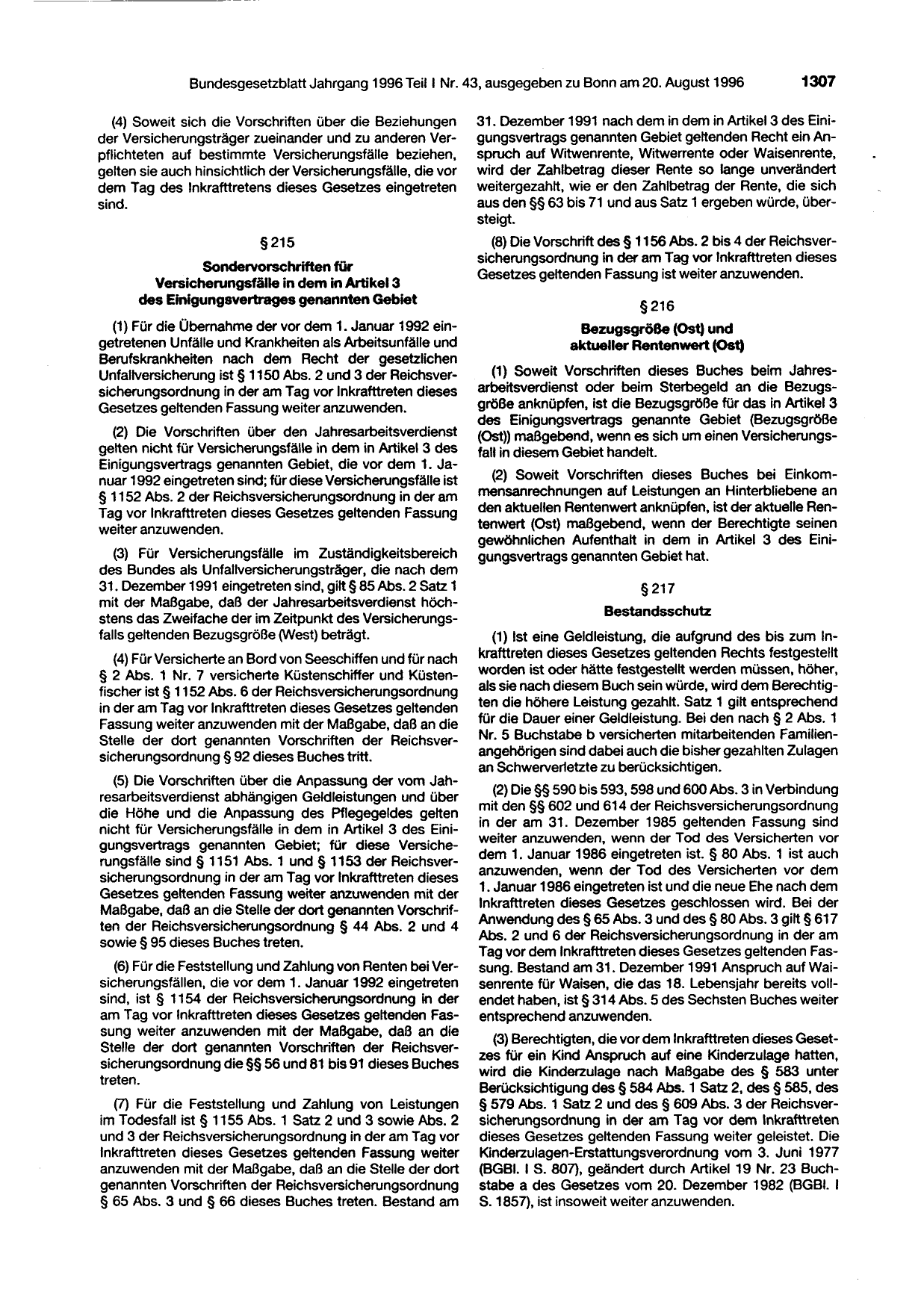 BGBl. 1996, Seite 1307 — Originalseite als Abbildung