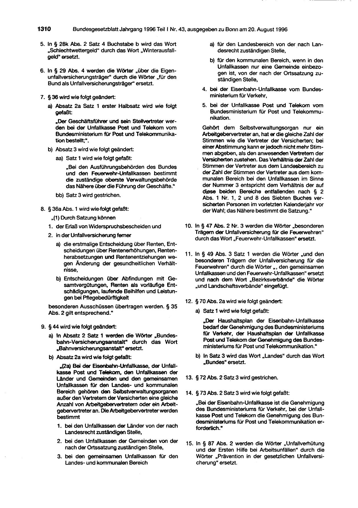BGBl. 1996, Seite 1310 — Originalseite als Abbildung