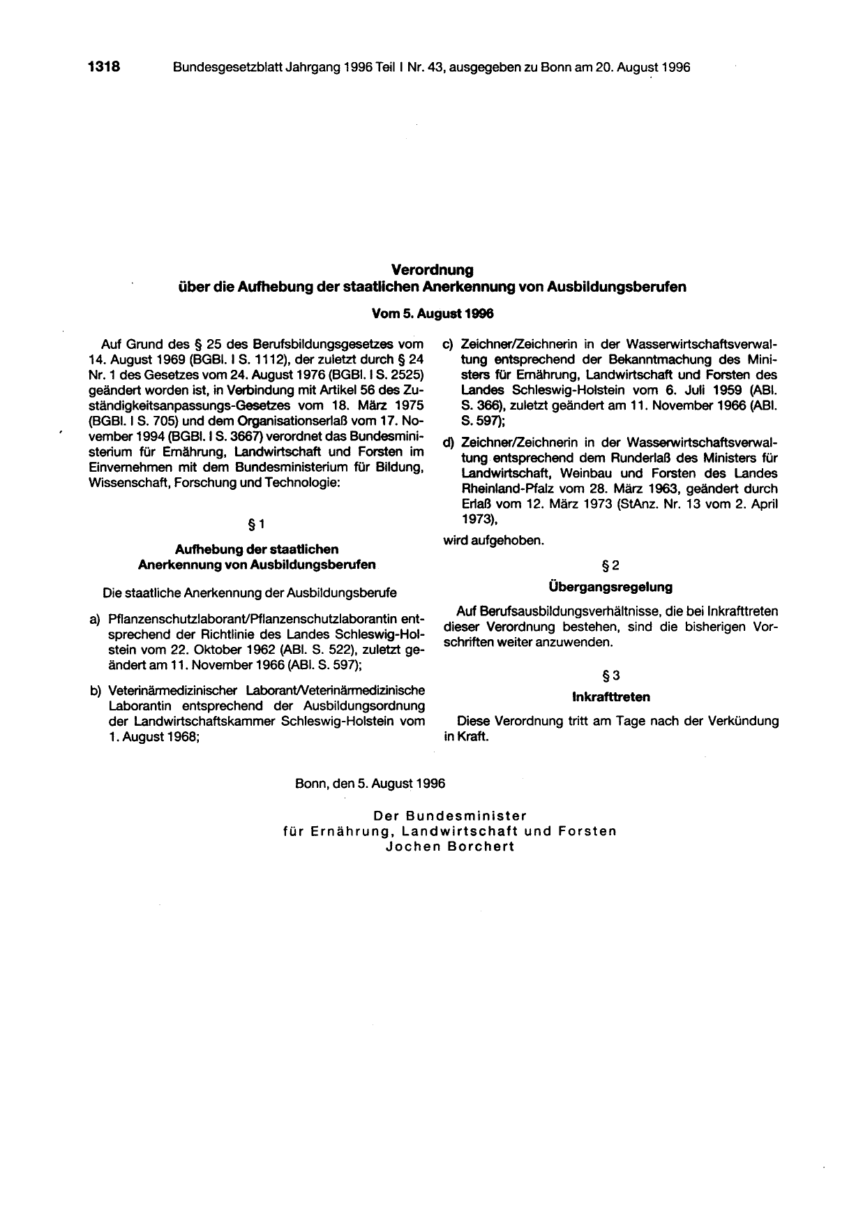 BGBl. 1996, Seite 1318 — Originalseite als Abbildung
