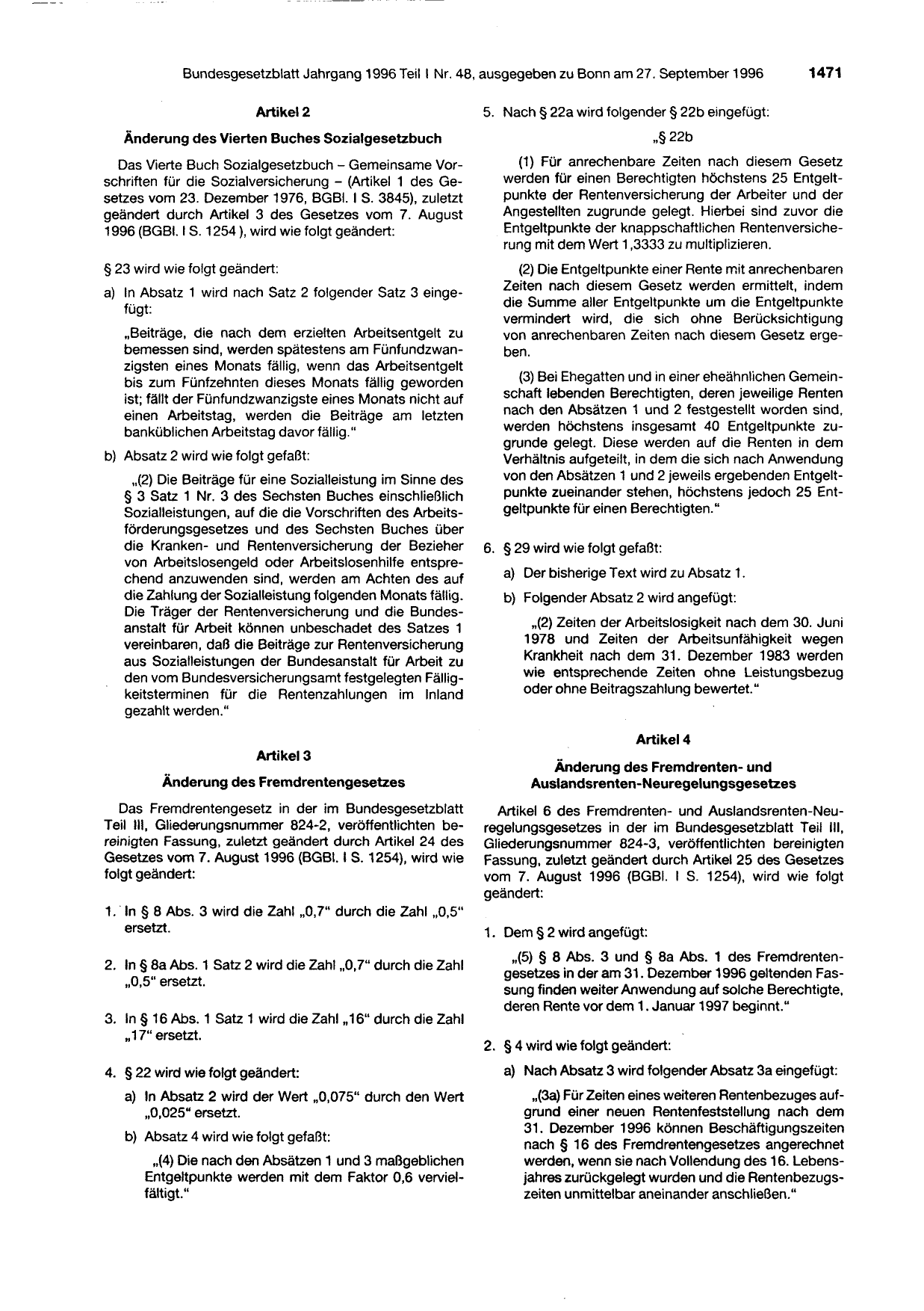 BGBl. 1996, Seite 1471 — Originalseite als Abbildung