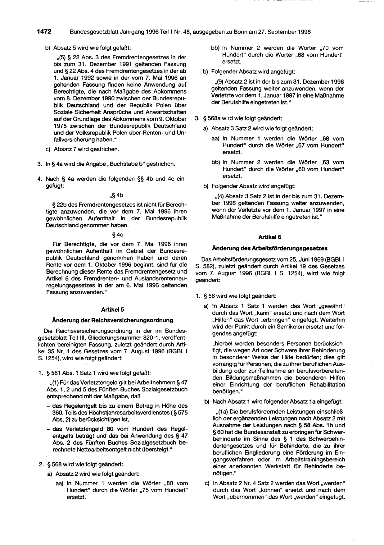 BGBl. 1996, Seite 1472 — Originalseite als Abbildung