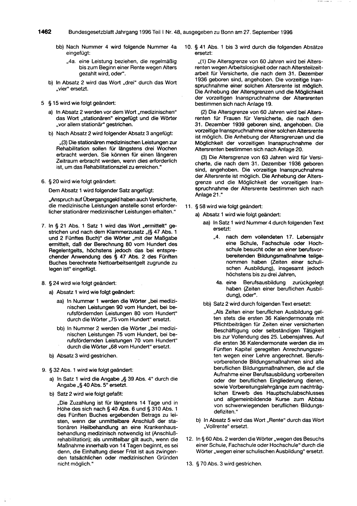 BGBl. 1996, Seite 1462 — Originalseite als Abbildung