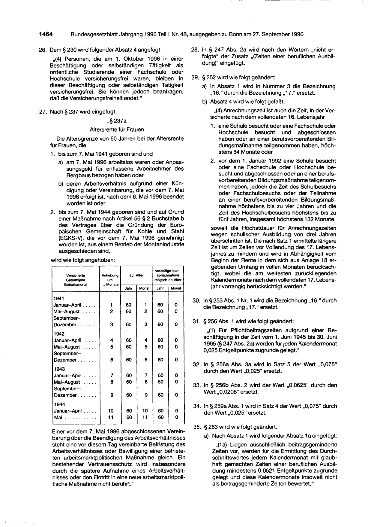 BGBl. 1996, Seite 1464 — Originalseite als Abbildung