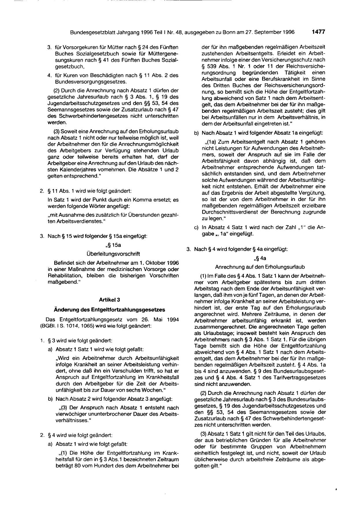 BGBl. 1996, Seite 1477 — Originalseite als Abbildung