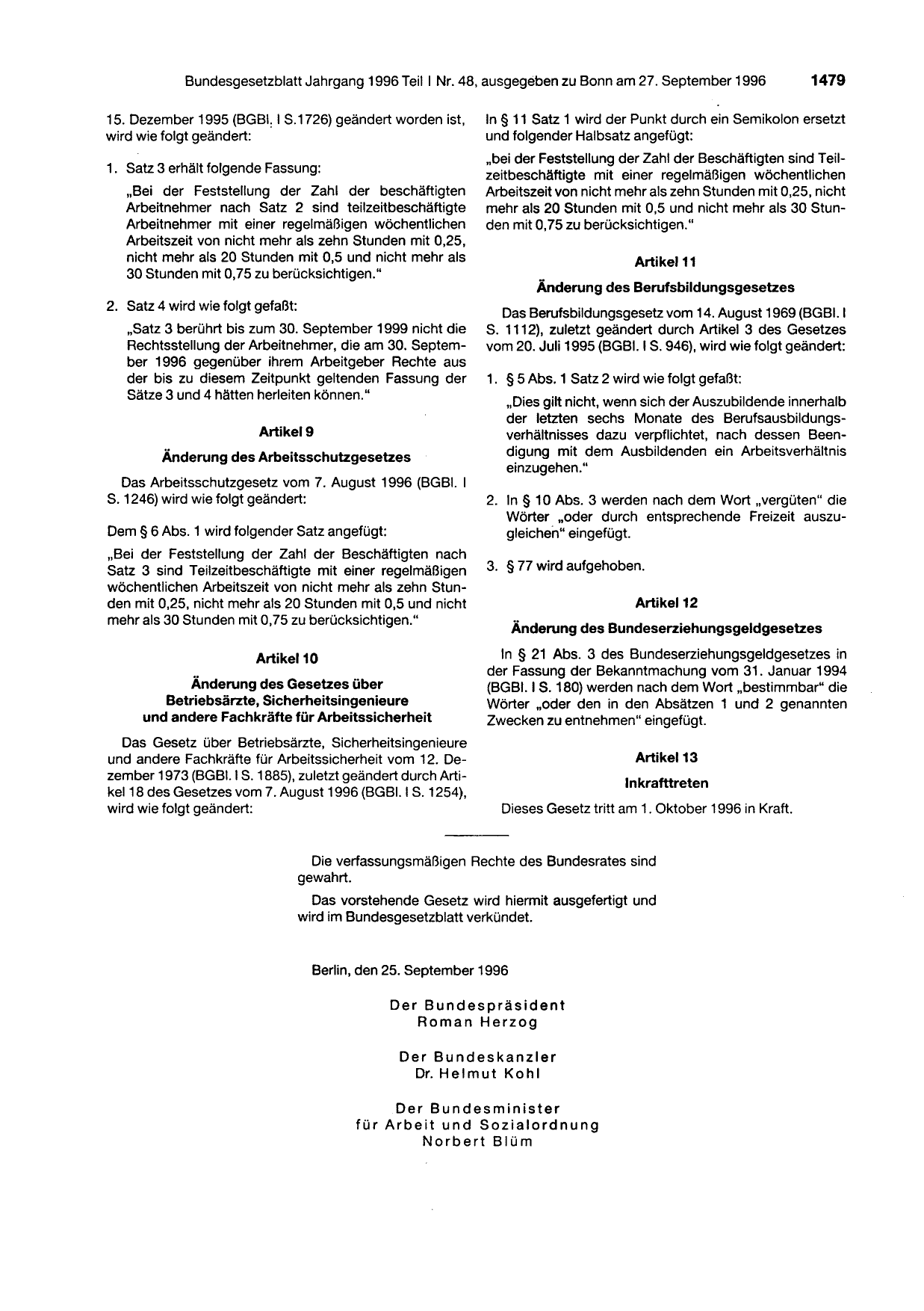 BGBl. 1996, Seite 1479 — Originalseite als Abbildung