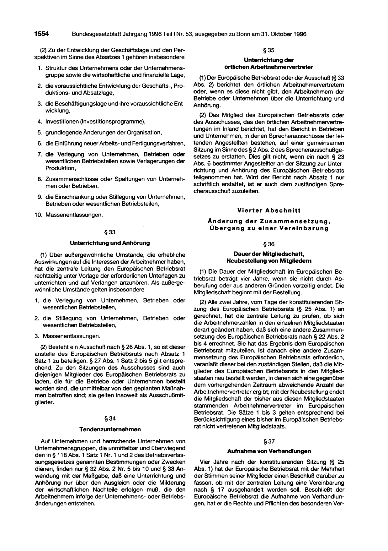 BGBl. 1996, Seite 1554 — Originalseite als Abbildung