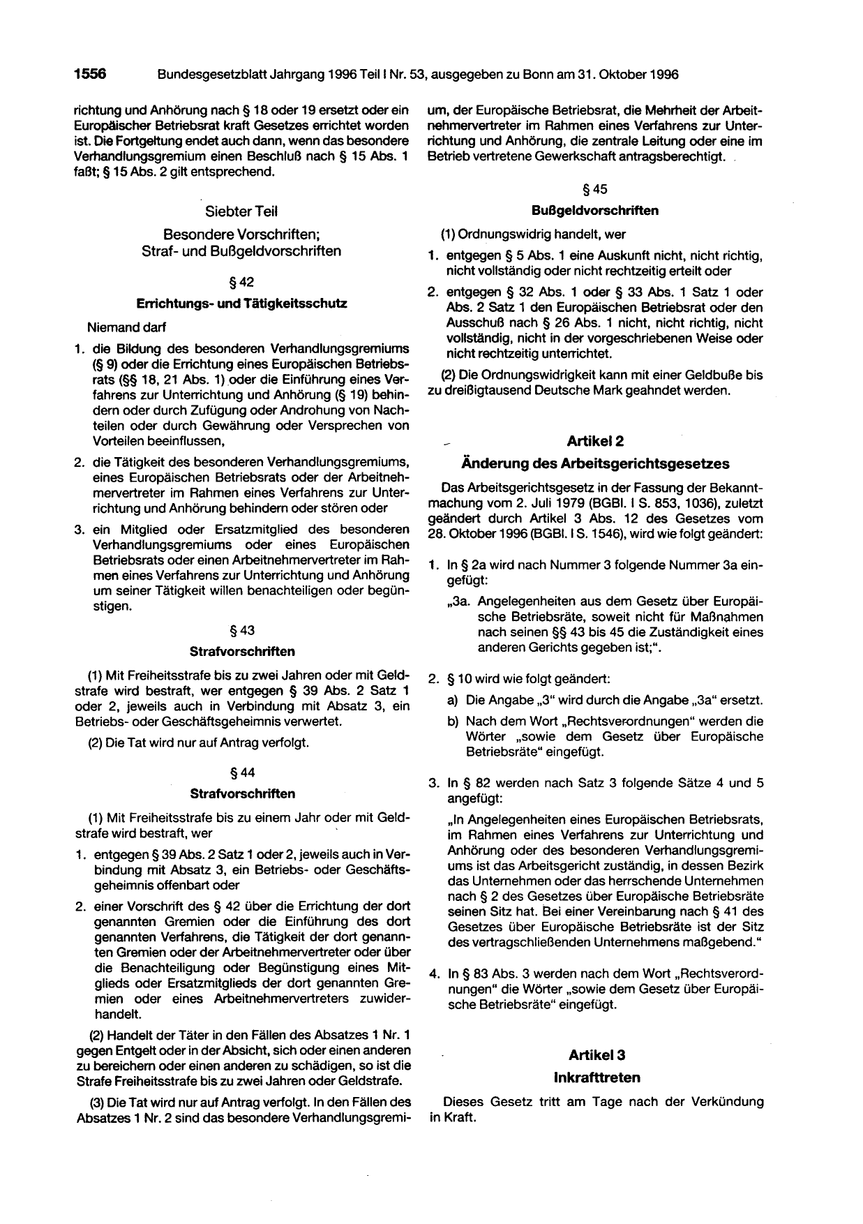 BGBl. 1996, Seite 1556 — Originalseite als Abbildung