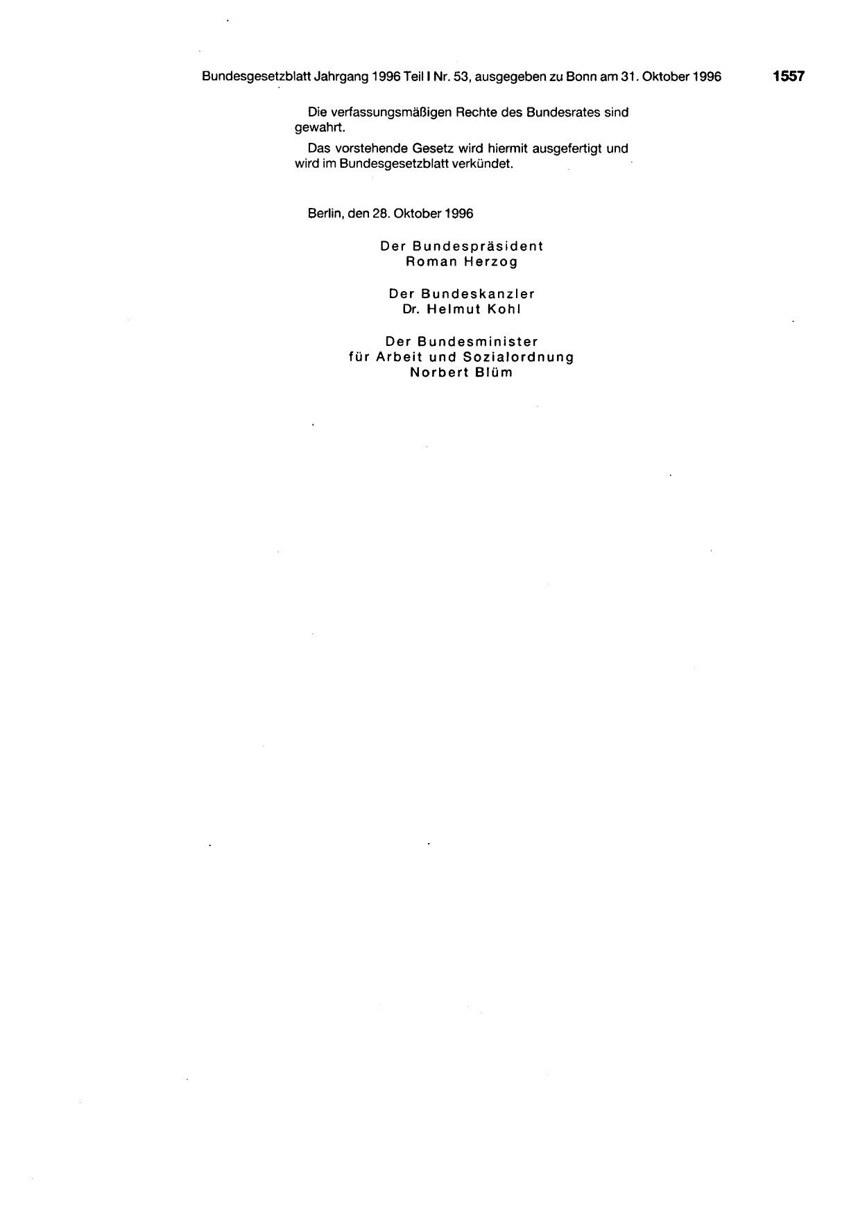 BGBl. 1996, Seite 1557 — Originalseite als Abbildung