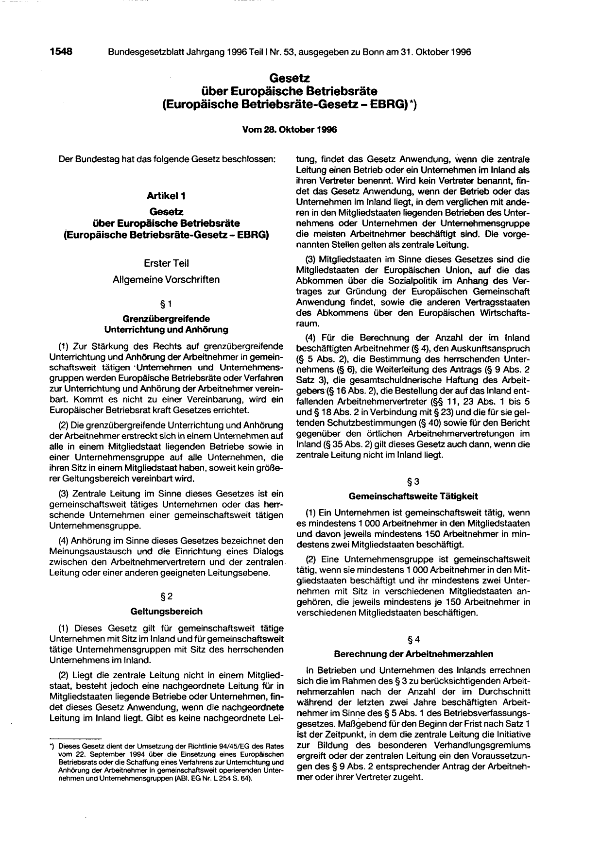 BGBl. 1996, Seite 1548 — Originalseite als Abbildung