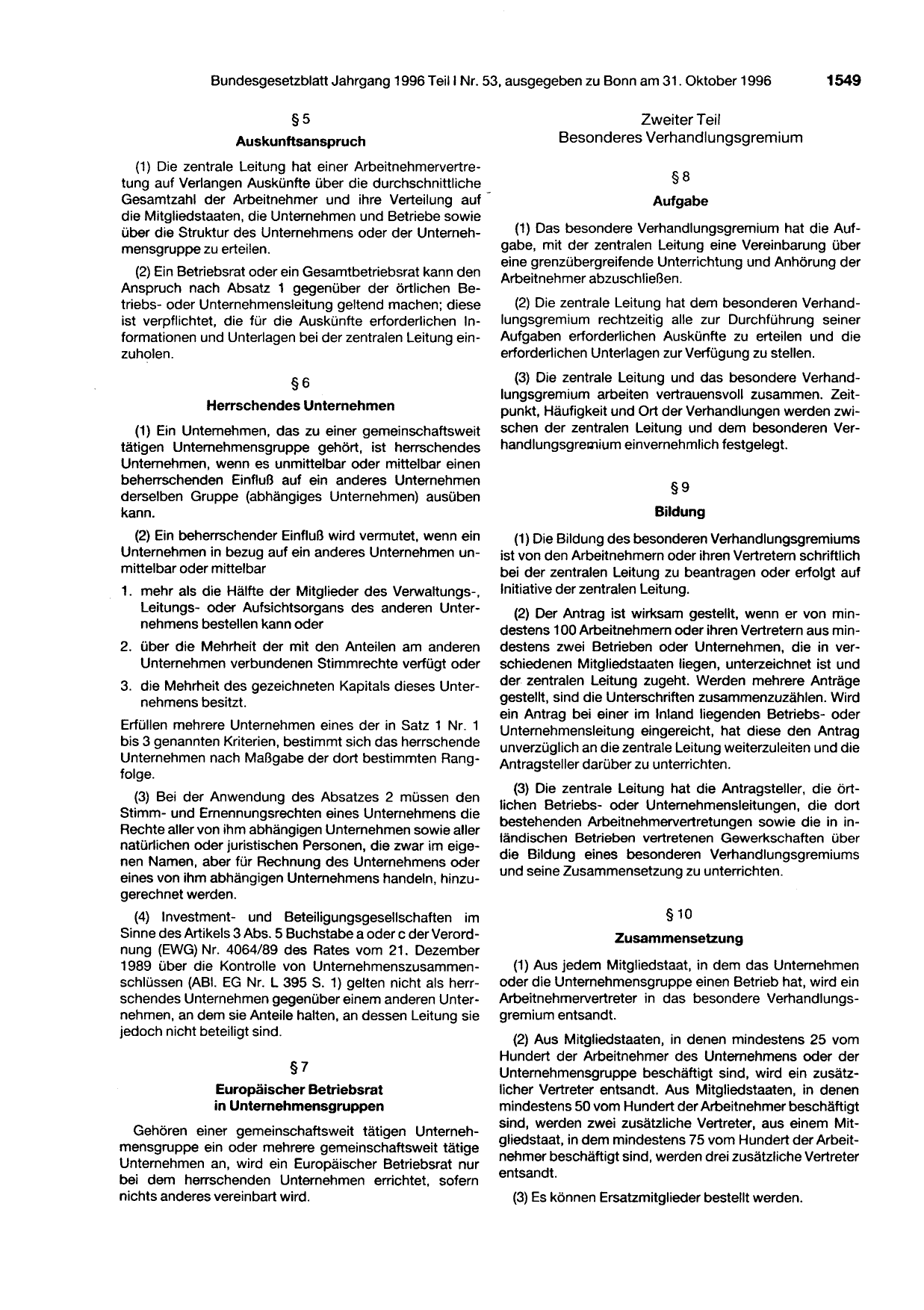 BGBl. 1996, Seite 1549 — Originalseite als Abbildung